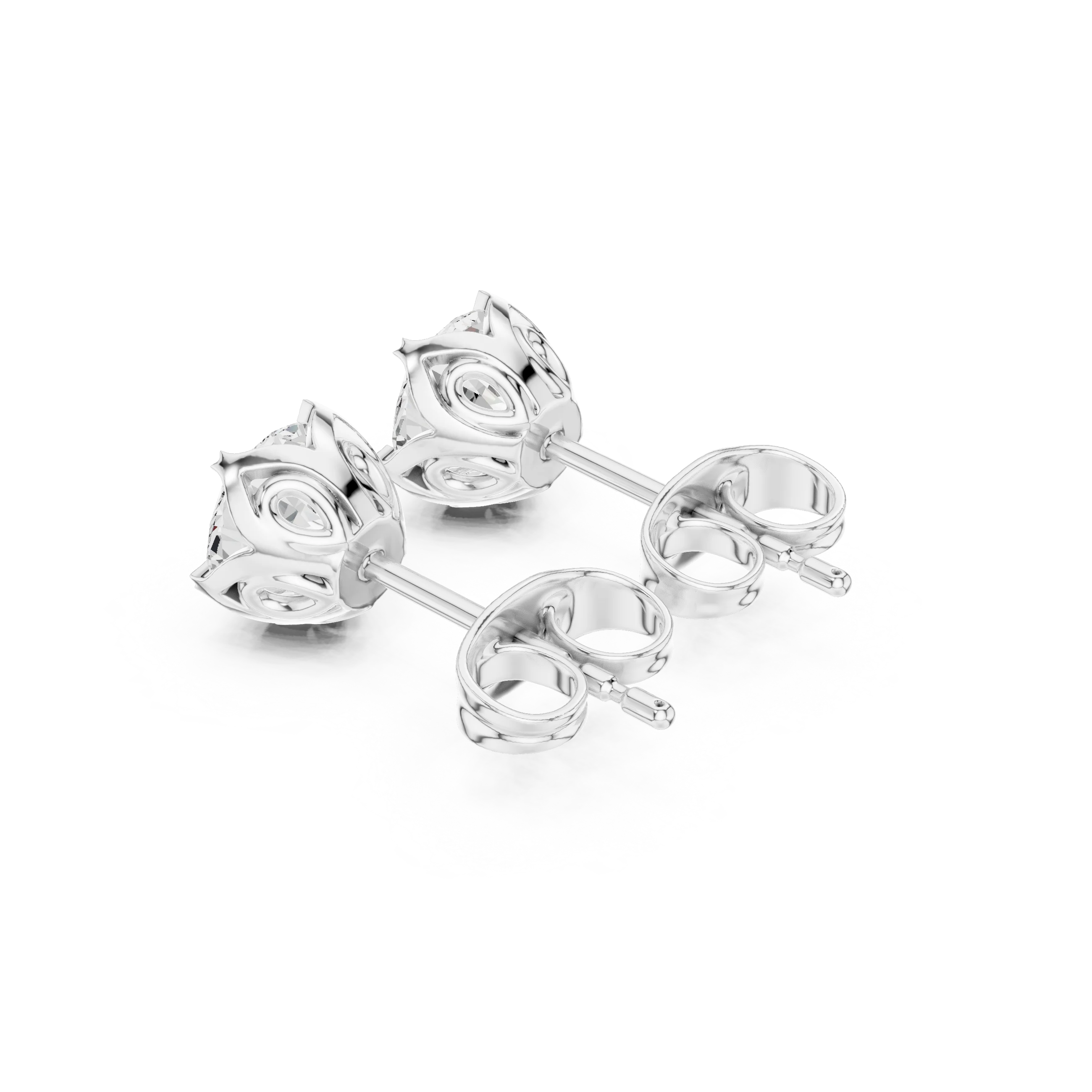 Eternal Round Solitaire Diamond Stud Earrings