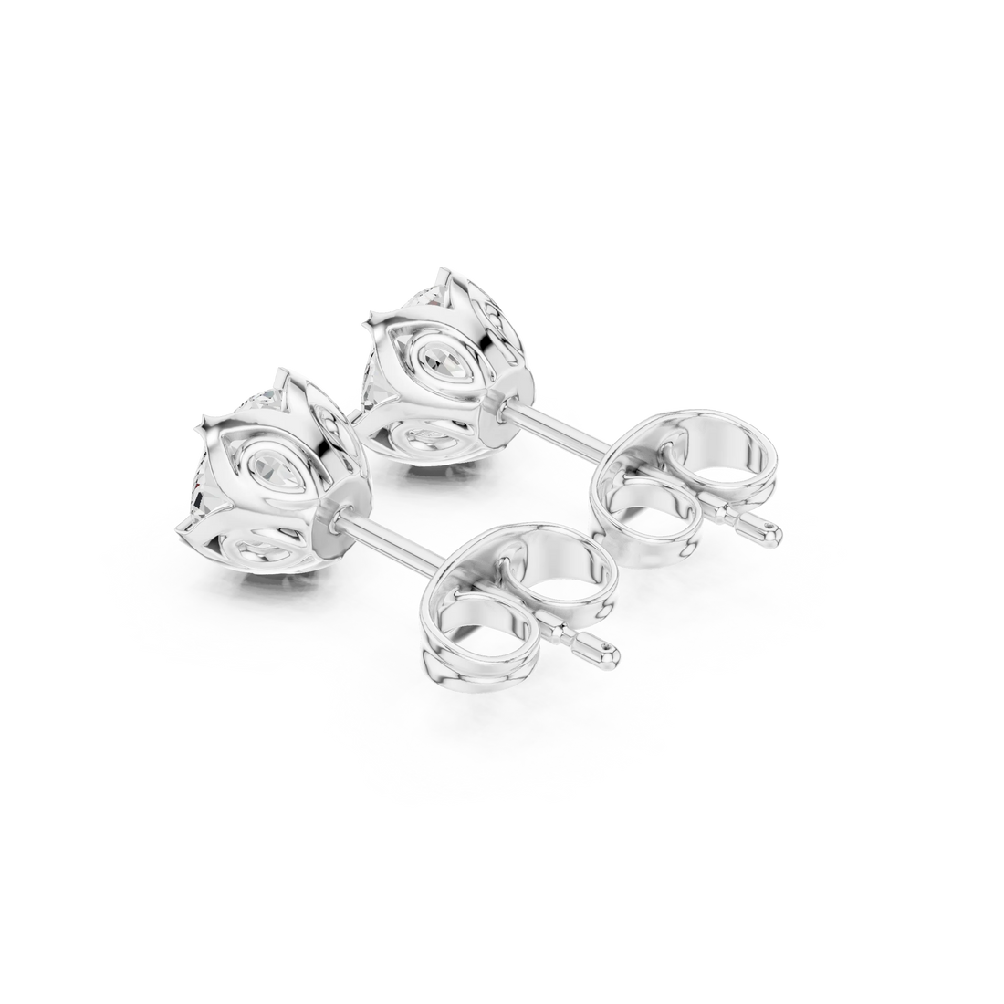 Eternal Round Solitaire Diamond Stud Earrings