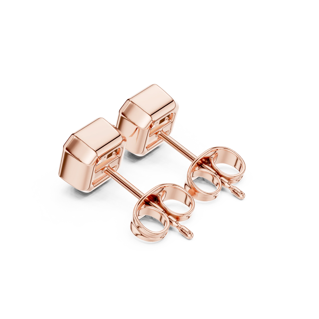 Celestia Asscher Bezel Diamond Stud Earrings