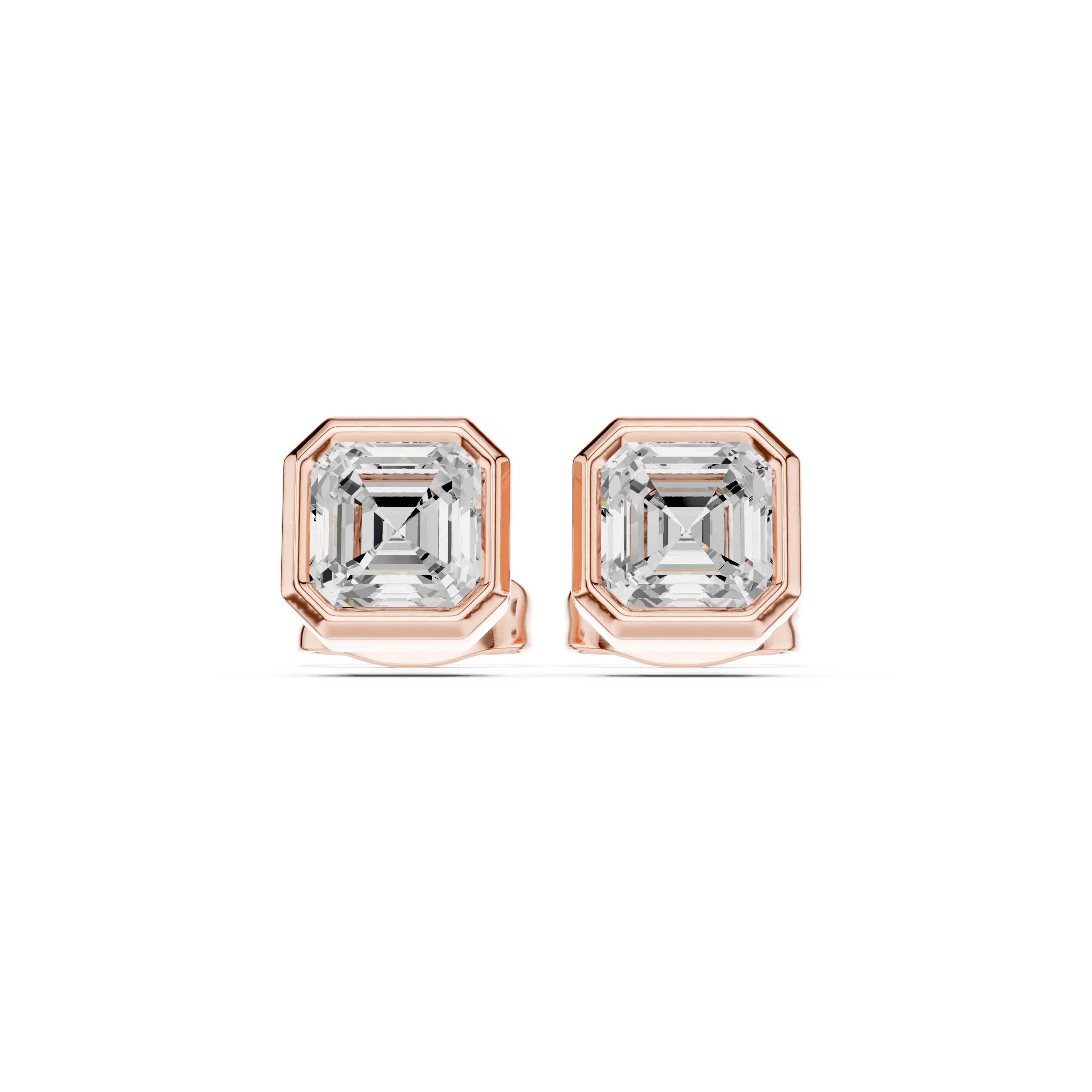 Celestia Asscher Bezel Diamond Stud Earrings