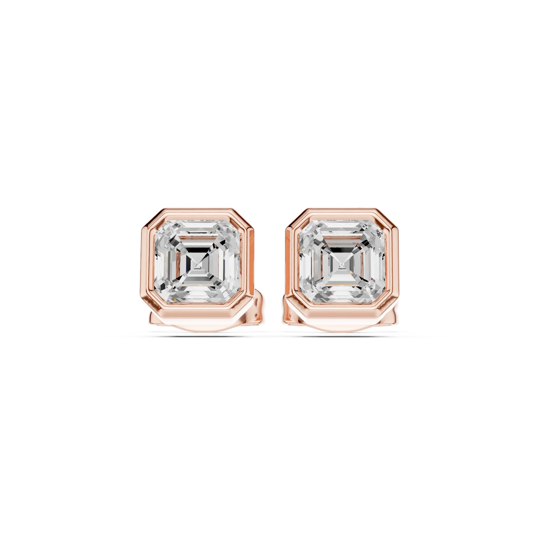 Celestia Asscher Bezel Diamond Stud Earrings