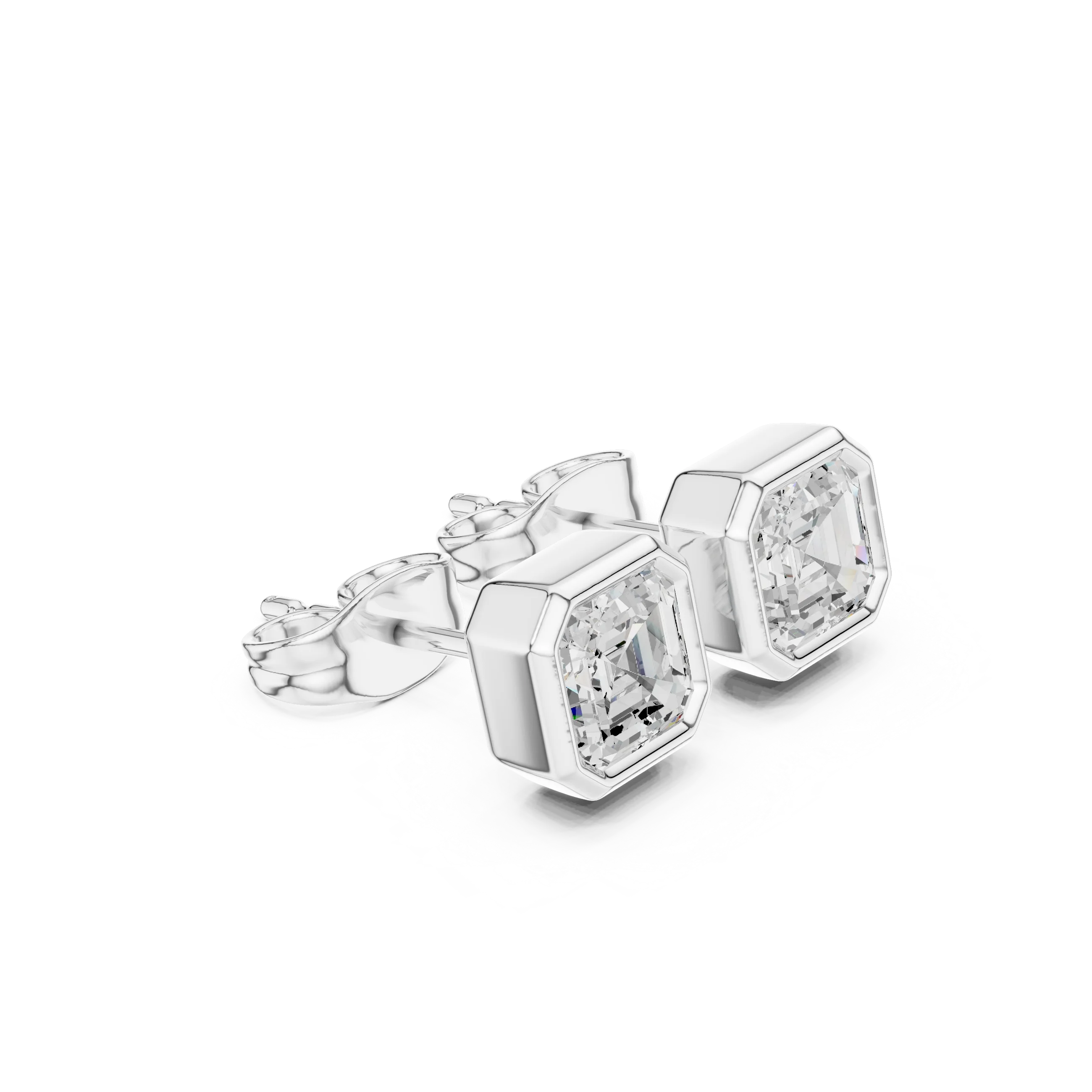 Celestia Asscher Bezel Diamond Stud Earrings