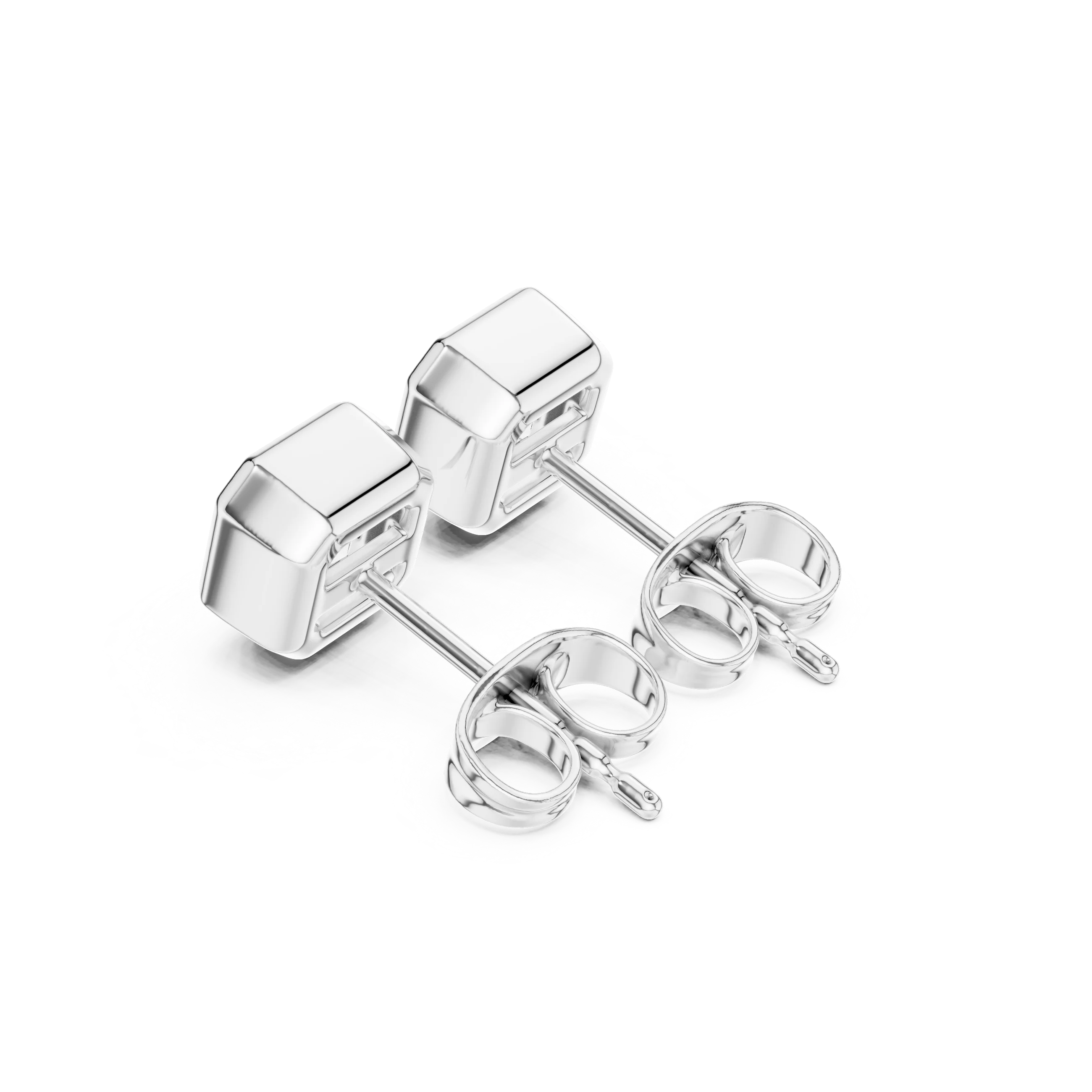 Celestia Asscher Bezel Diamond Stud Earrings