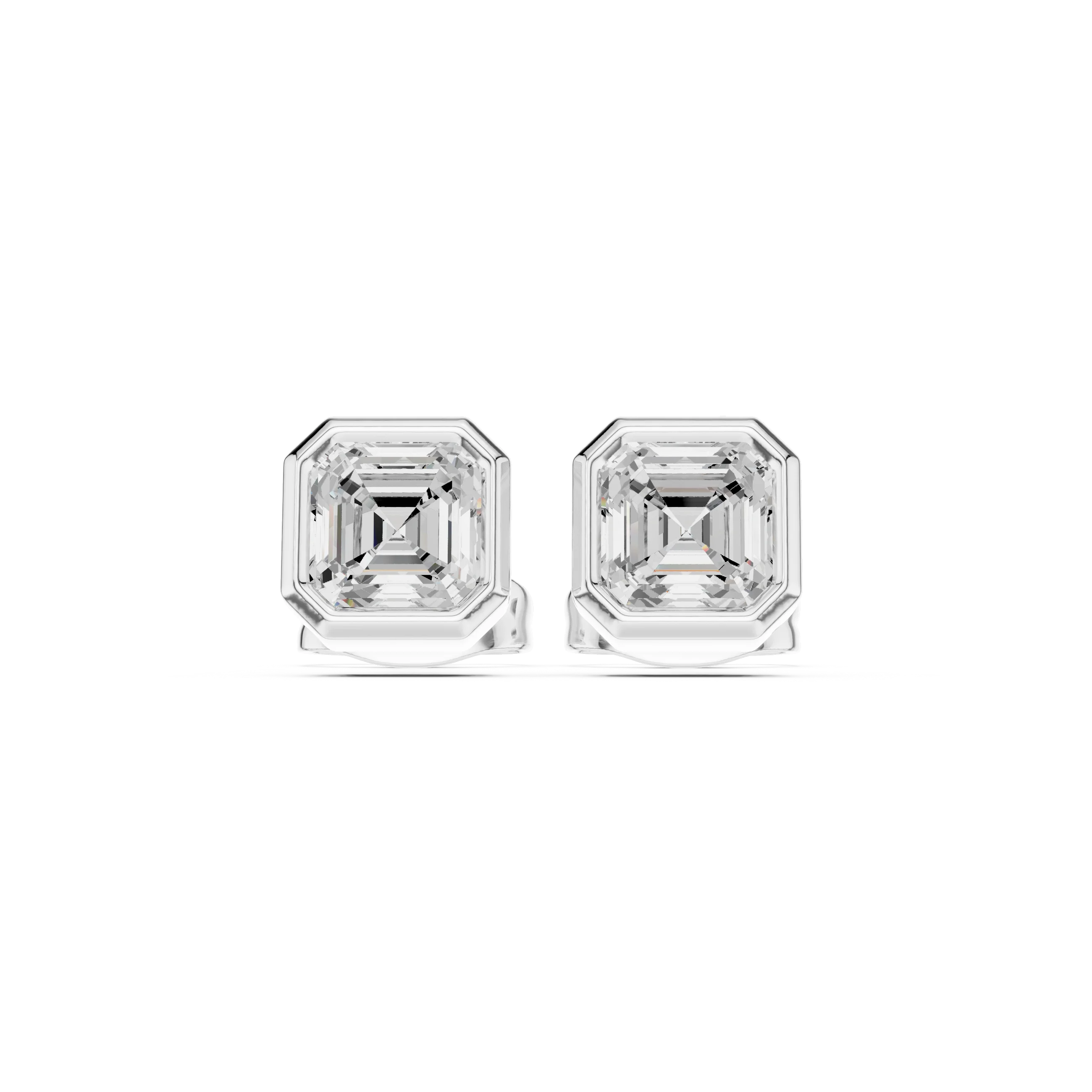 Celestia Asscher Bezel Diamond Stud Earrings