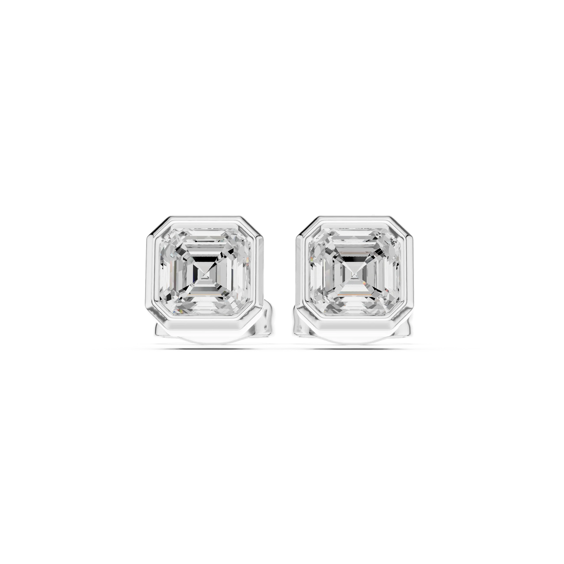 Celestia Asscher Bezel Diamond Stud Earrings