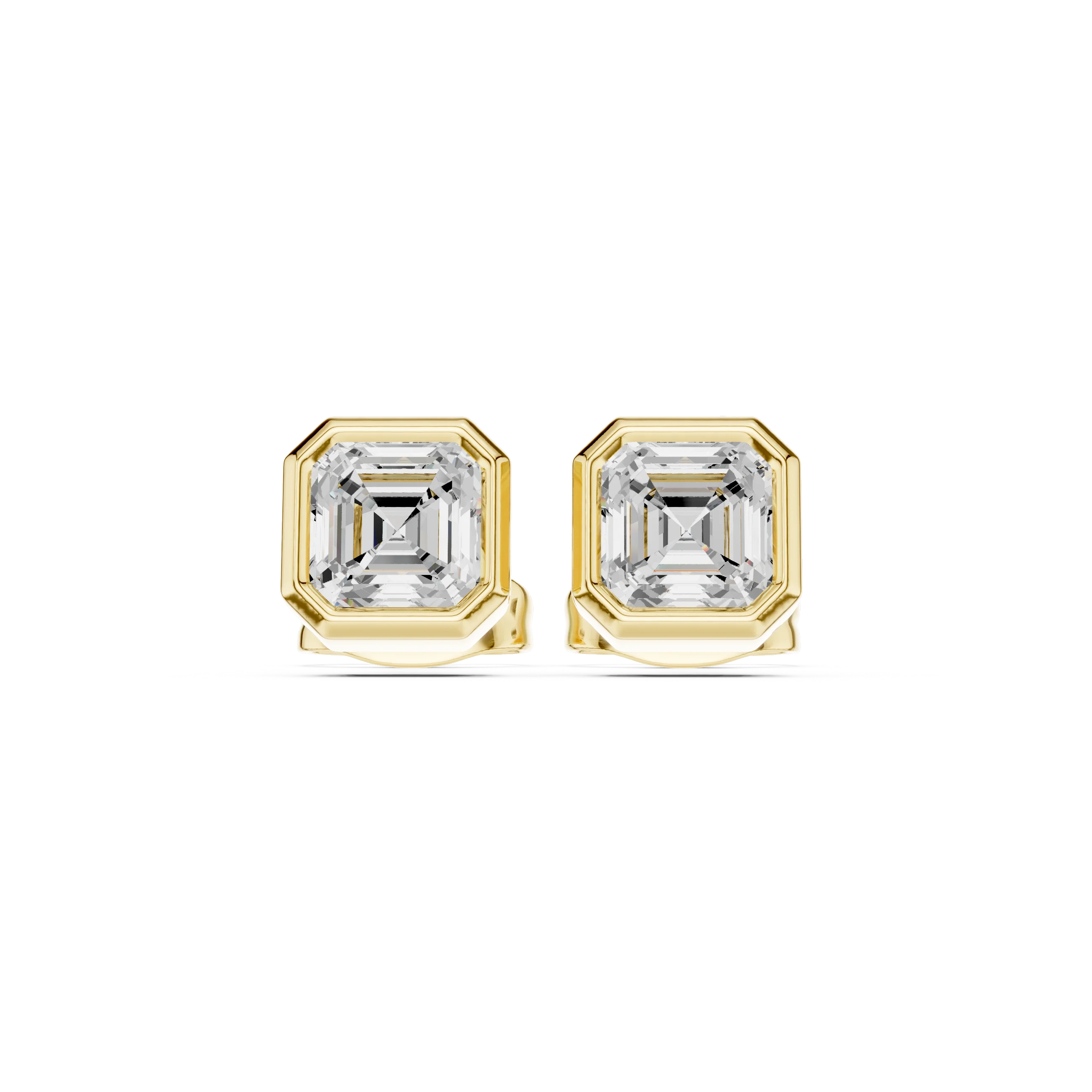 Celestia Asscher Bezel Diamond Stud Earrings