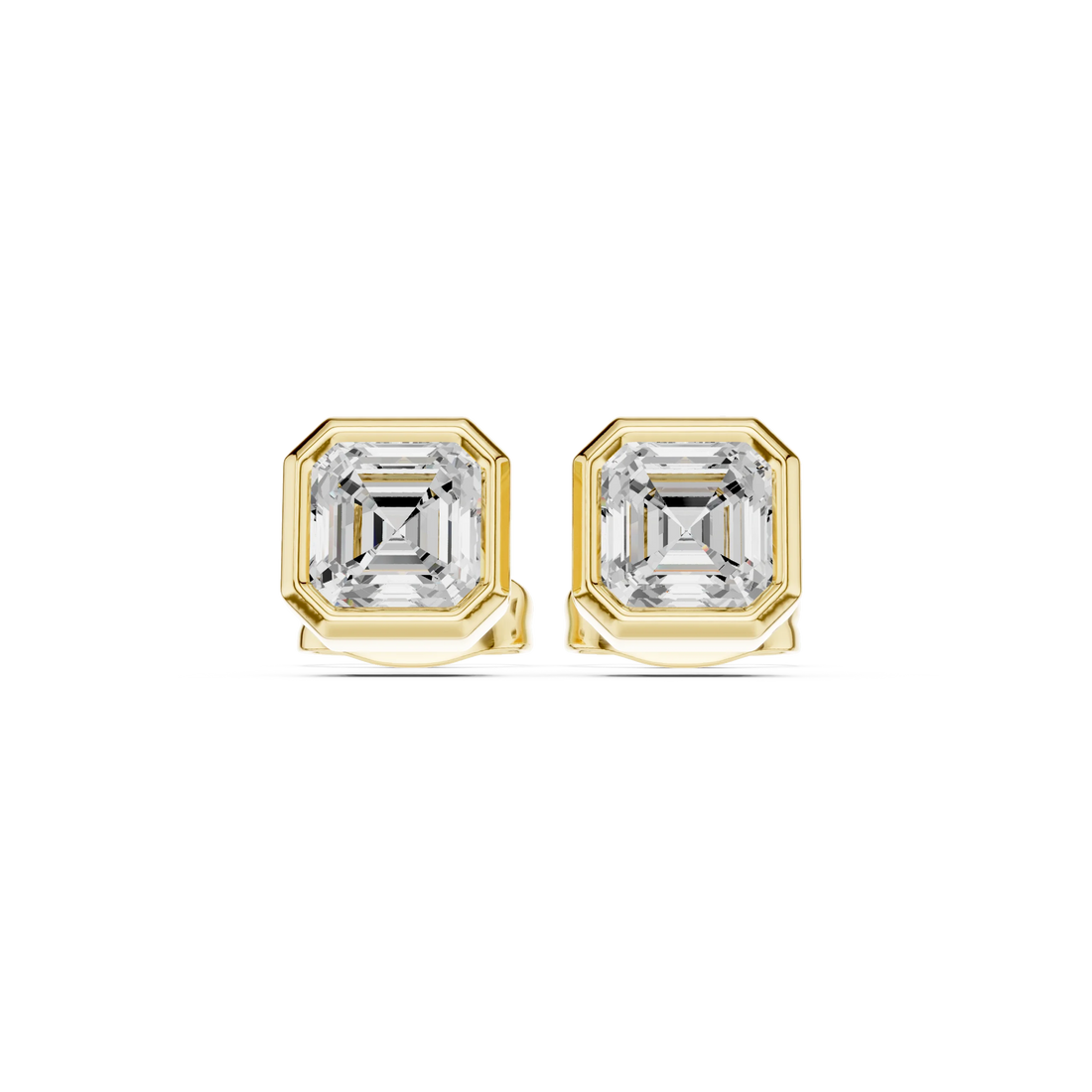 Celestia Asscher Bezel Diamond Stud Earrings