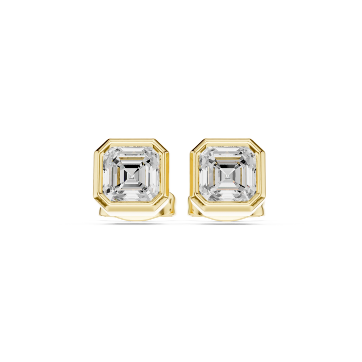 Celestia Asscher Bezel Diamond Stud Earrings