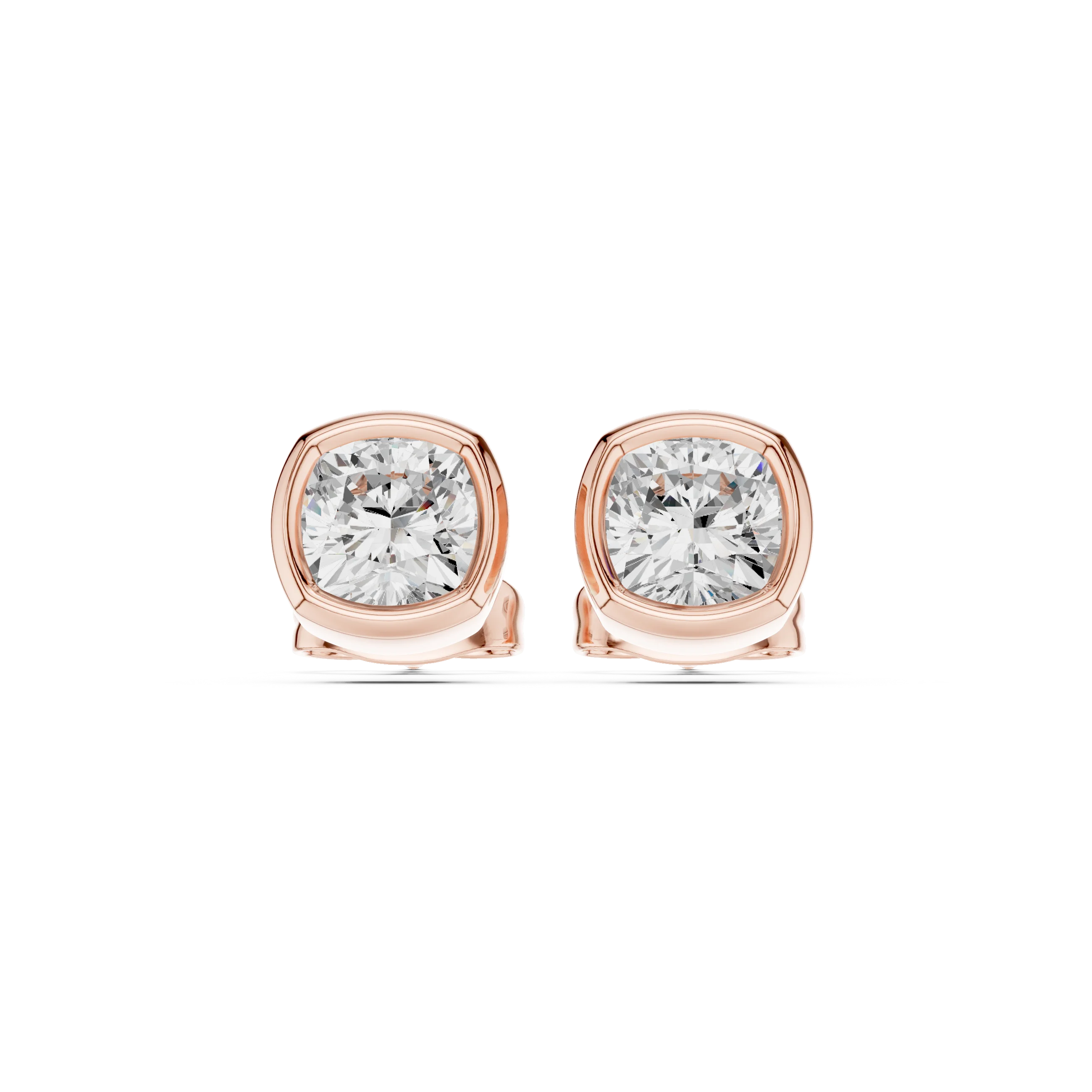 Lunaria Cushion Bezel Diamond Stud Earrings