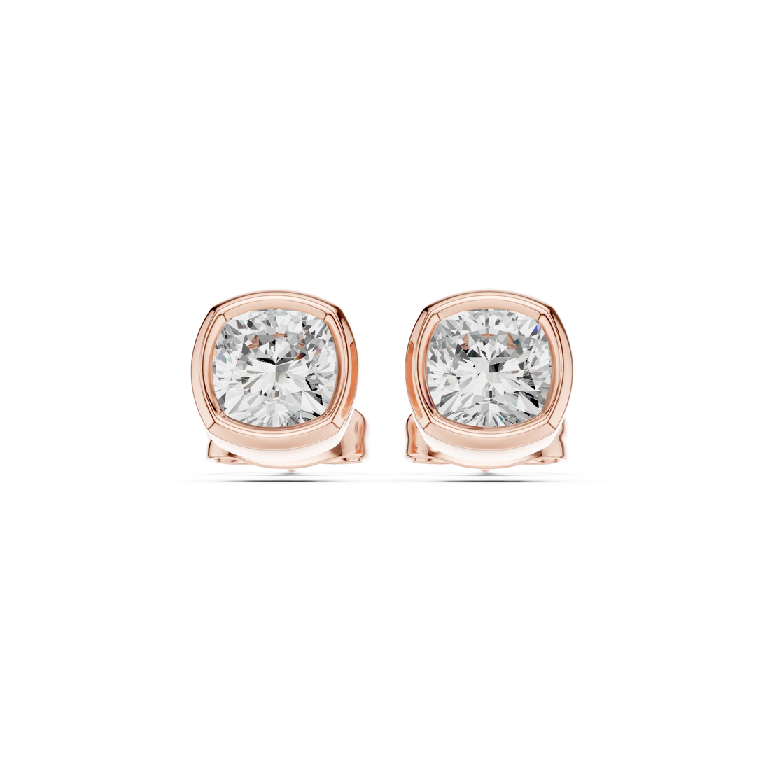 Lunaria Cushion Bezel Diamond Stud Earrings