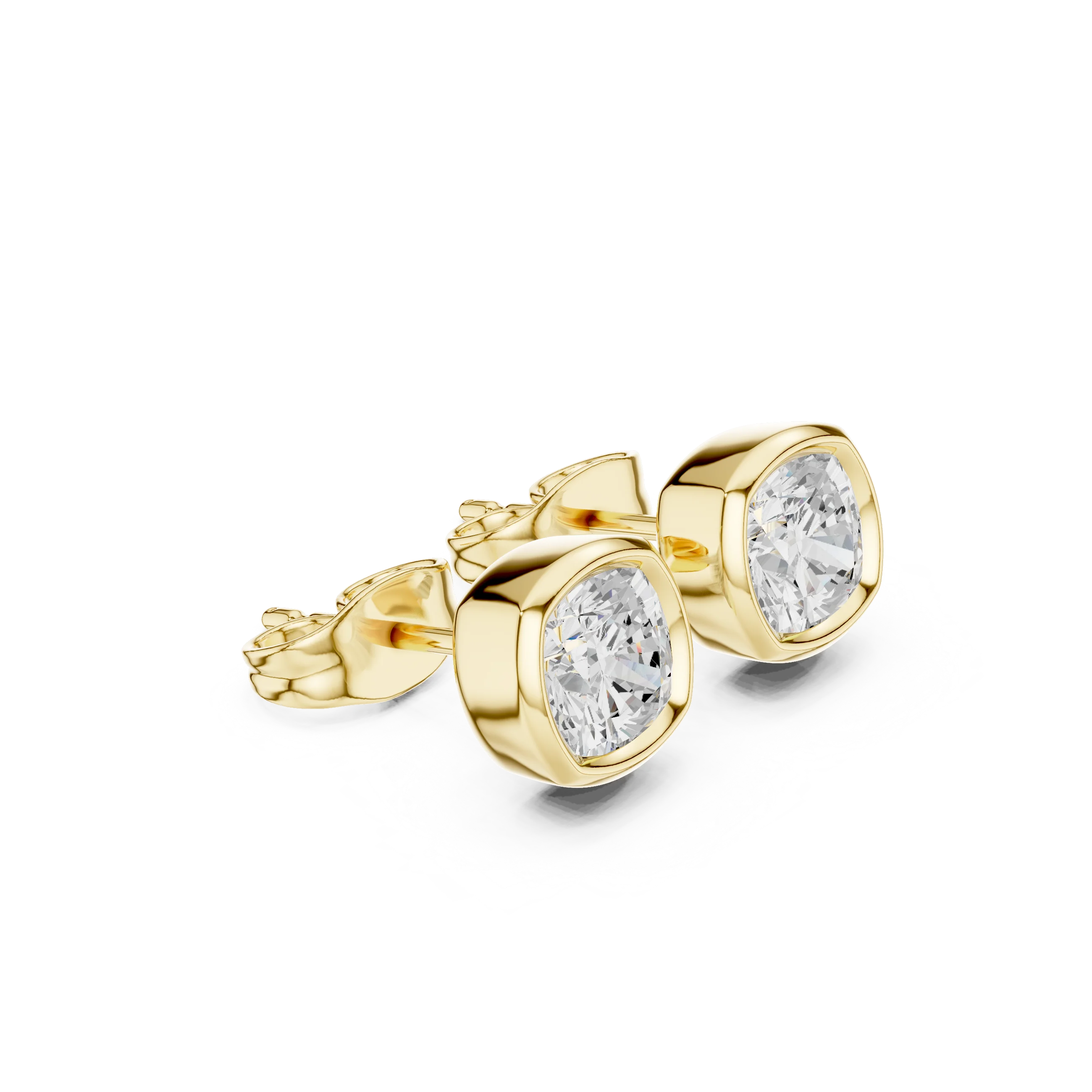 Lunaria Cushion Bezel Diamond Stud Earrings