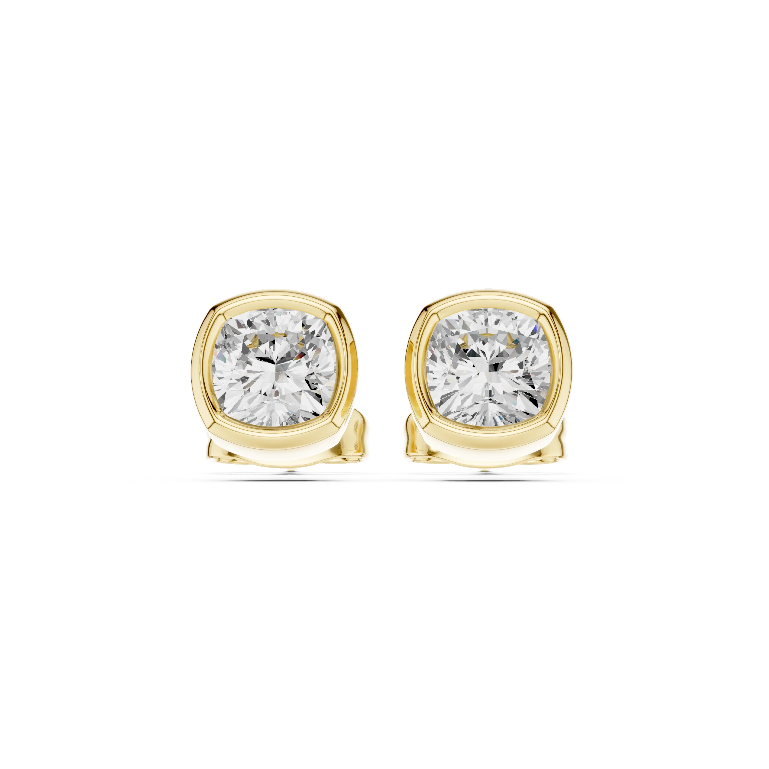 Lunaria Cushion Bezel Diamond Stud Earrings