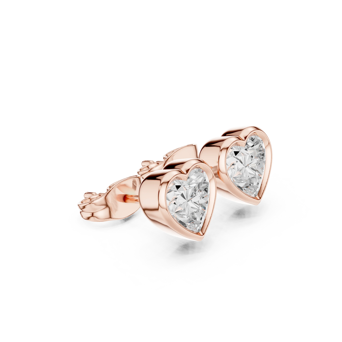 Amoria Heart Bezel Diamond Stud Earrings