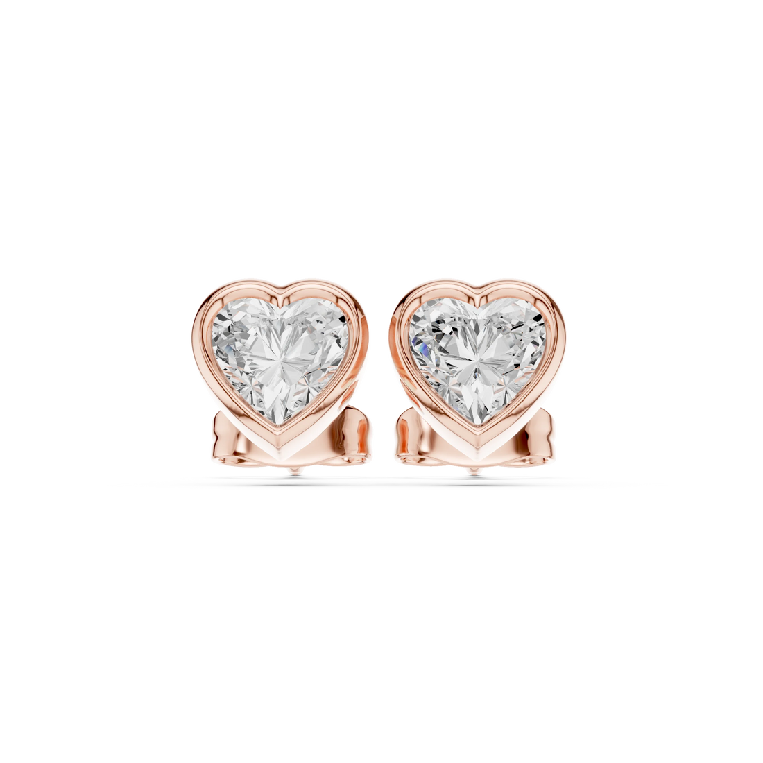 Amoria Heart Bezel Diamond Stud Earrings