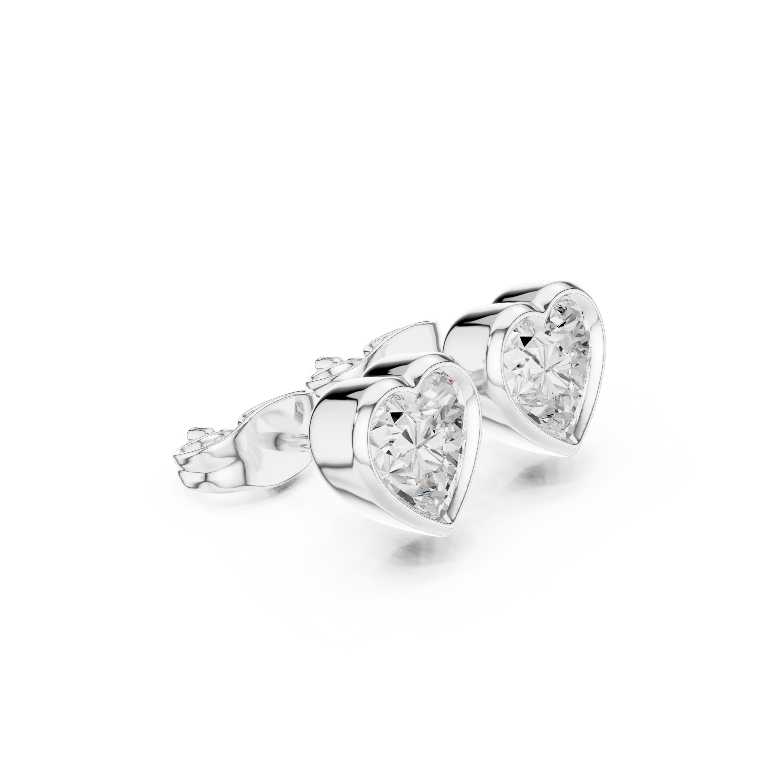Amoria Heart Bezel Diamond Stud Earrings