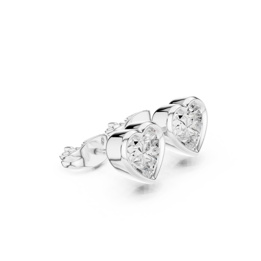 Amoria Heart Bezel Diamond Stud Earrings