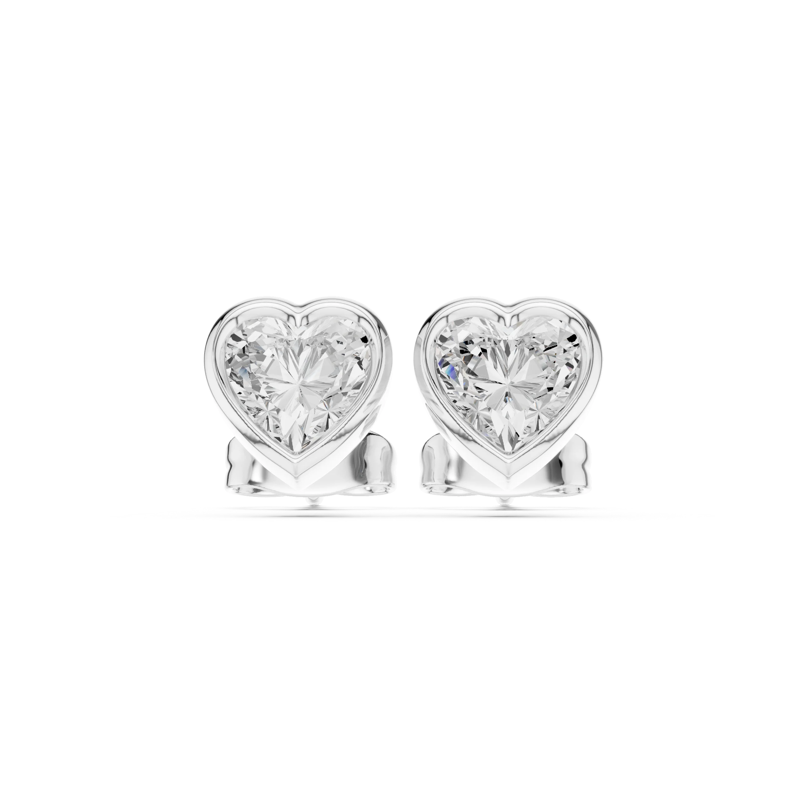 Amoria Heart Bezel Diamond Stud Earrings