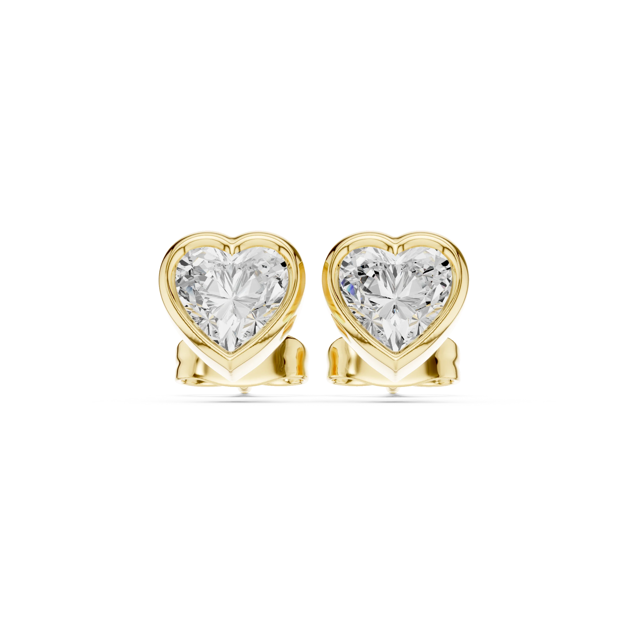 Amoria Heart Bezel Diamond Stud Earrings