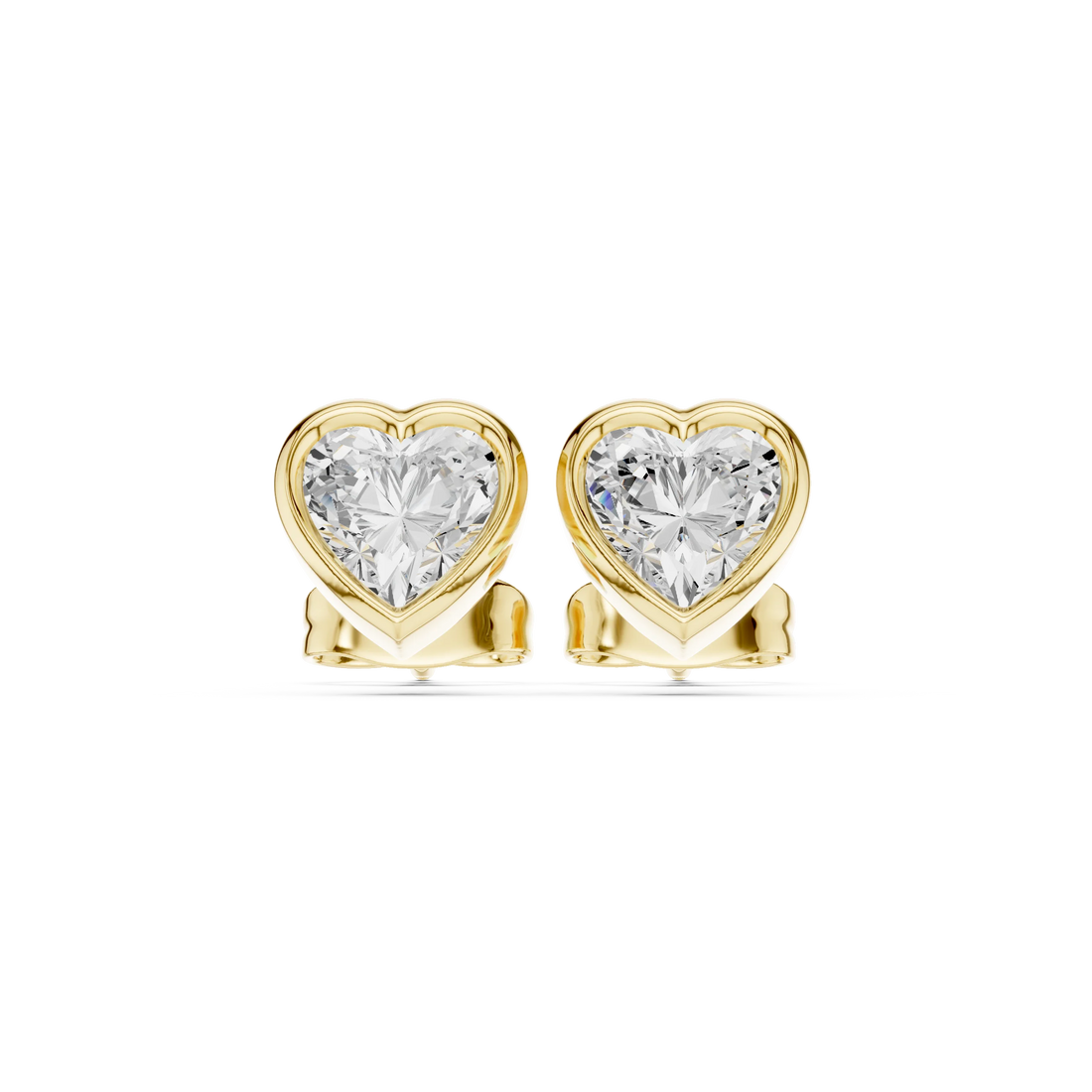 Amoria Heart Bezel Diamond Stud Earrings