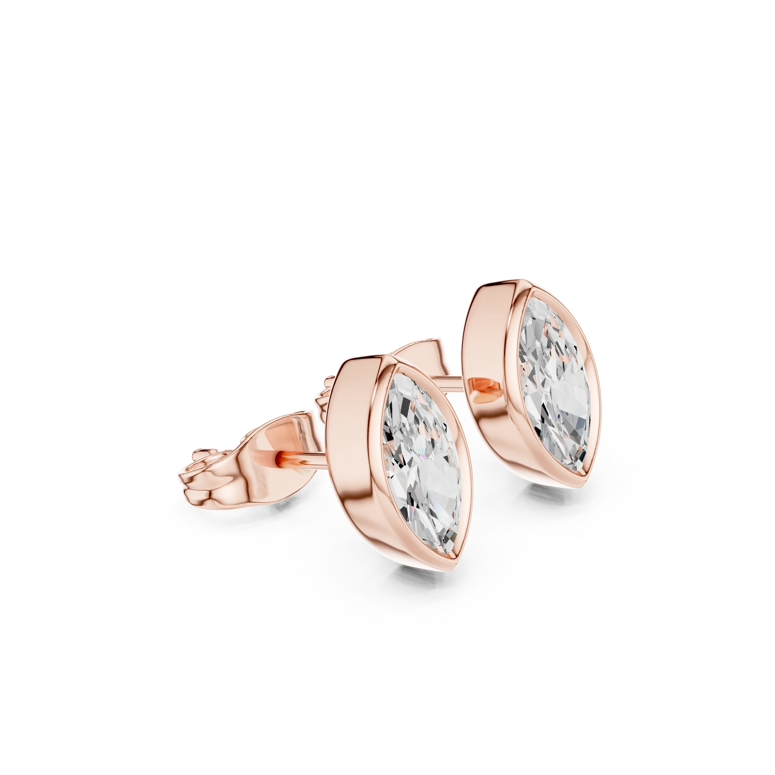 Astra Marquise Bezel Diamond Stud Earrings