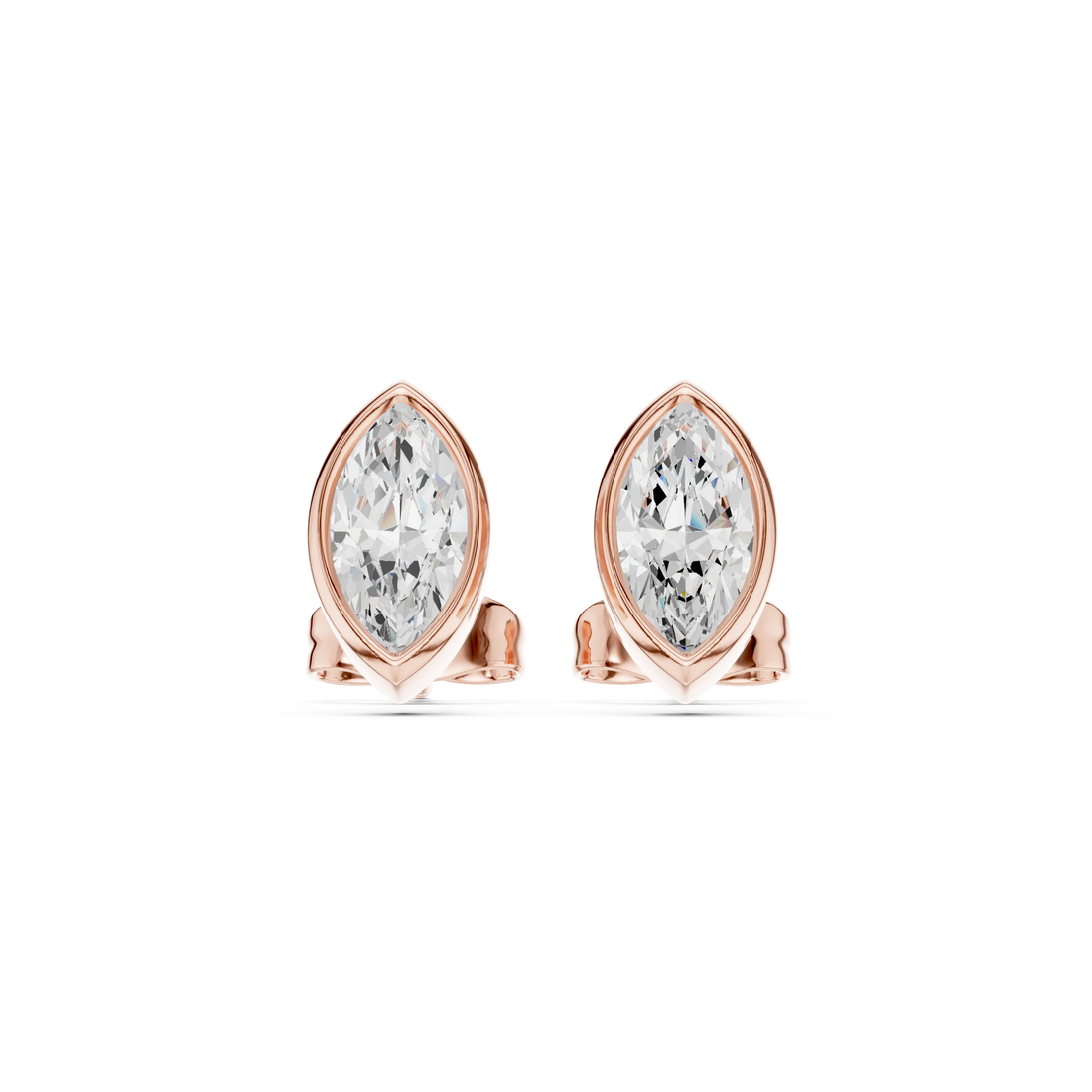 Astra Marquise Bezel Diamond Stud Earrings