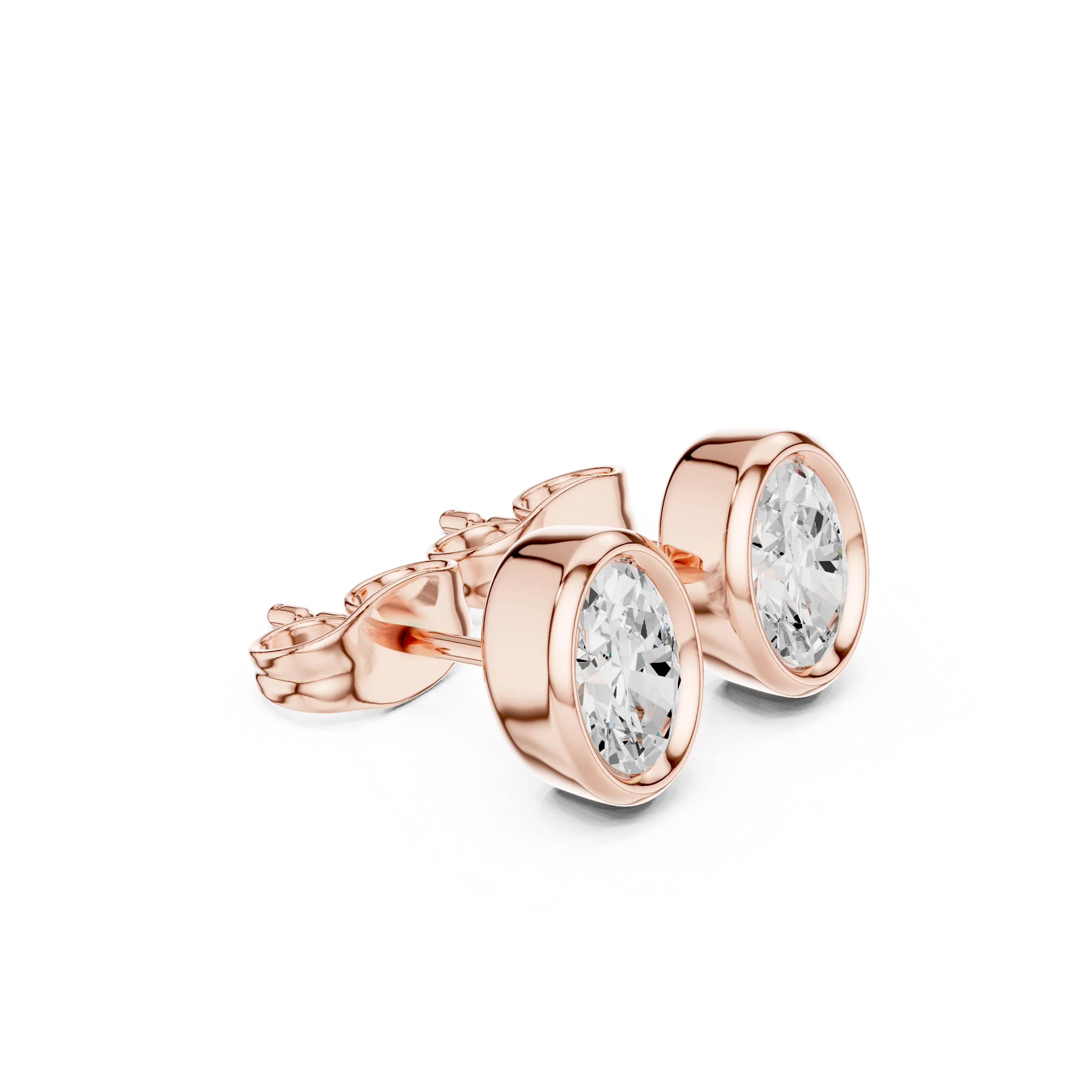 Elara Oval Bezel Diamond Stud Earrings