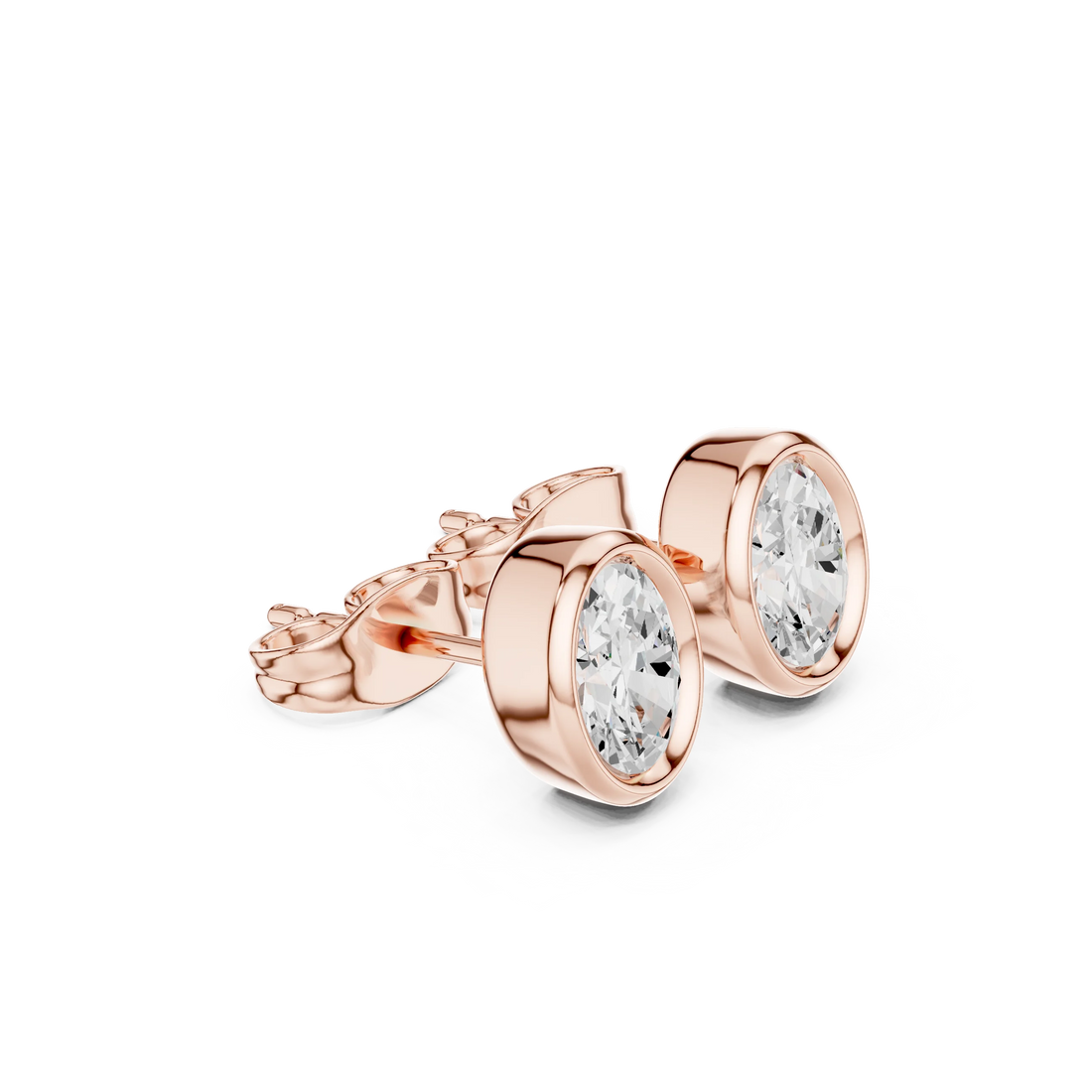 Elara Oval Bezel Diamond Stud Earrings