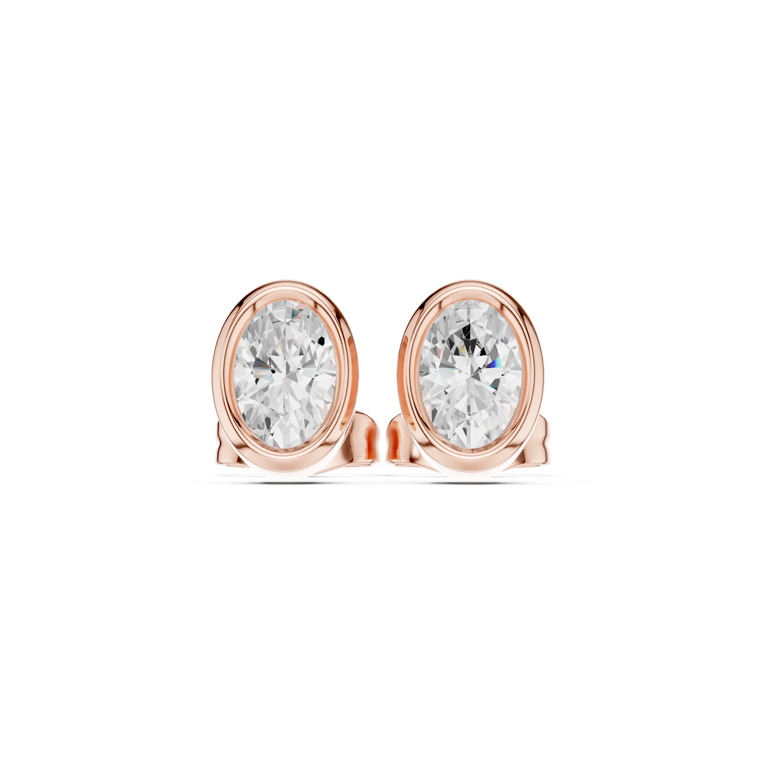 Elara Oval Bezel Diamond Stud Earrings