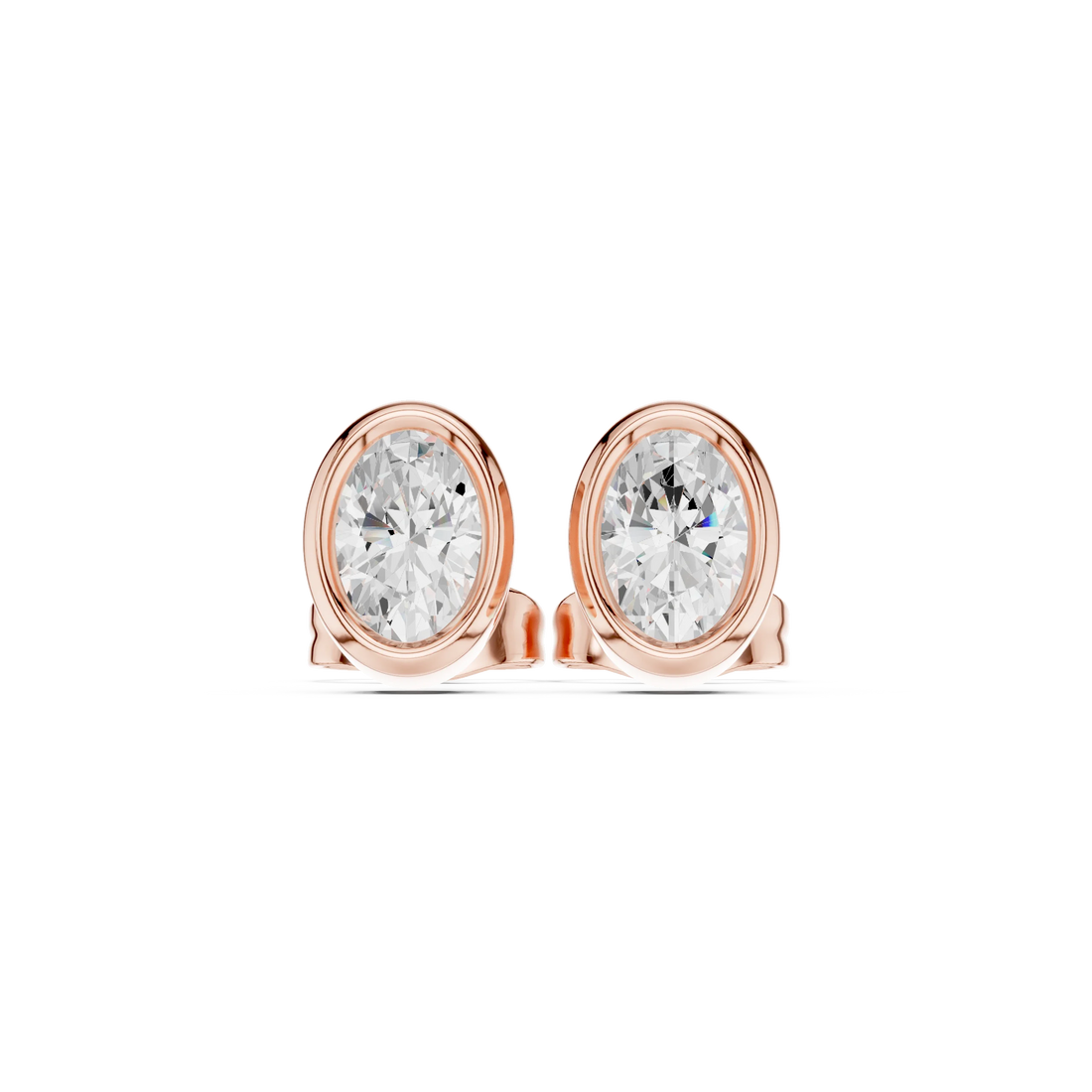Elara Oval Bezel Diamond Stud Earrings