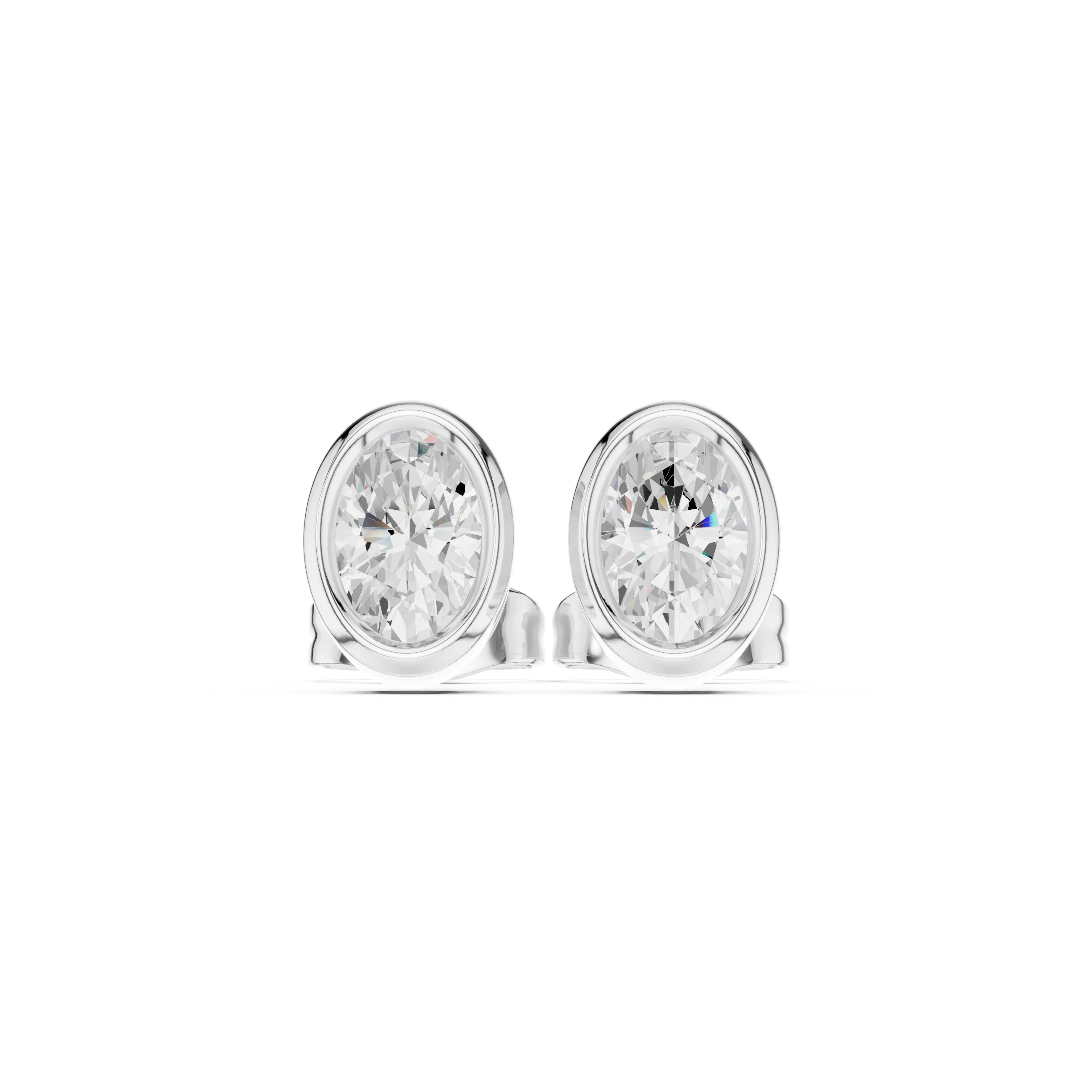 Elara Oval Bezel Diamond Stud Earrings