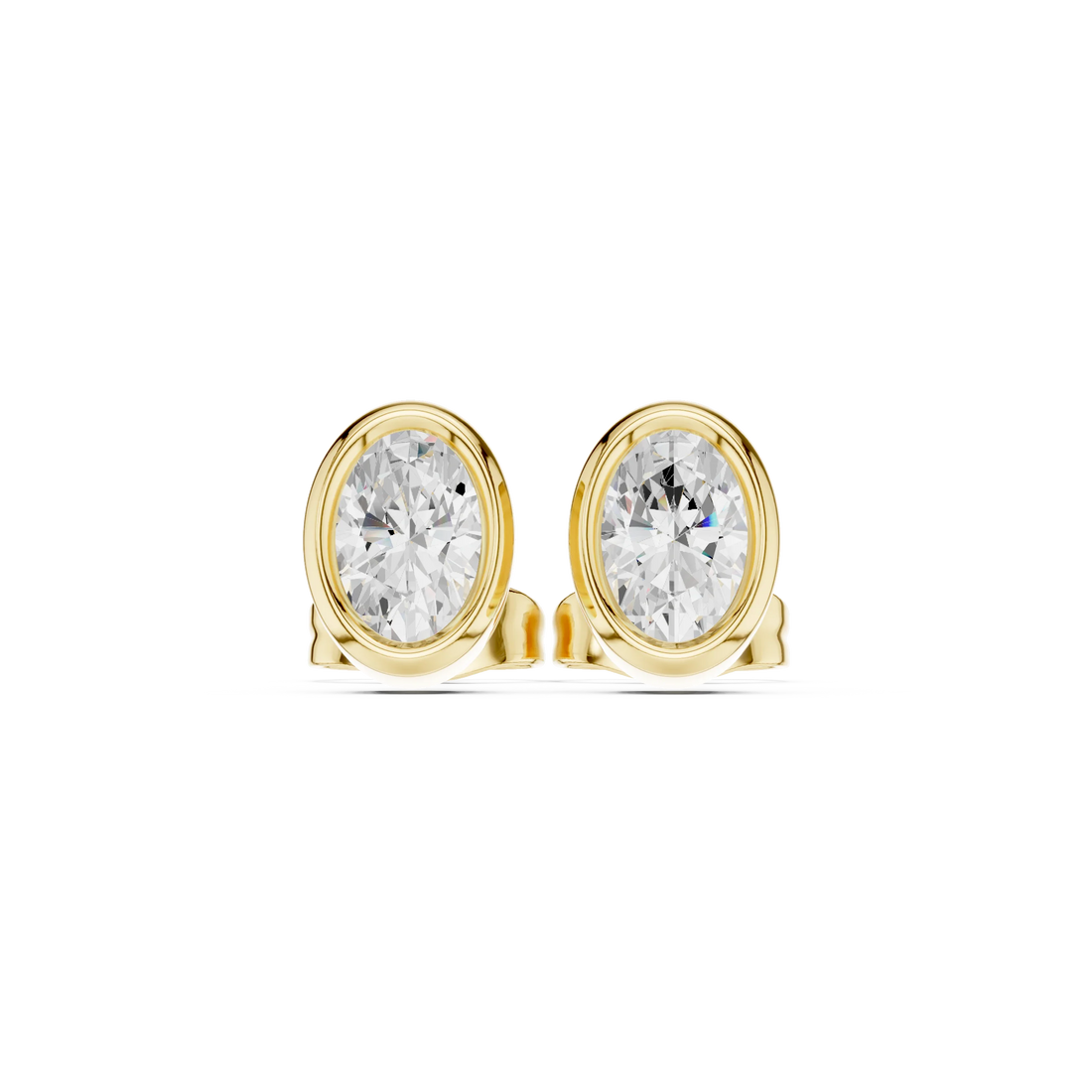 Elara Oval Bezel Diamond Stud Earrings