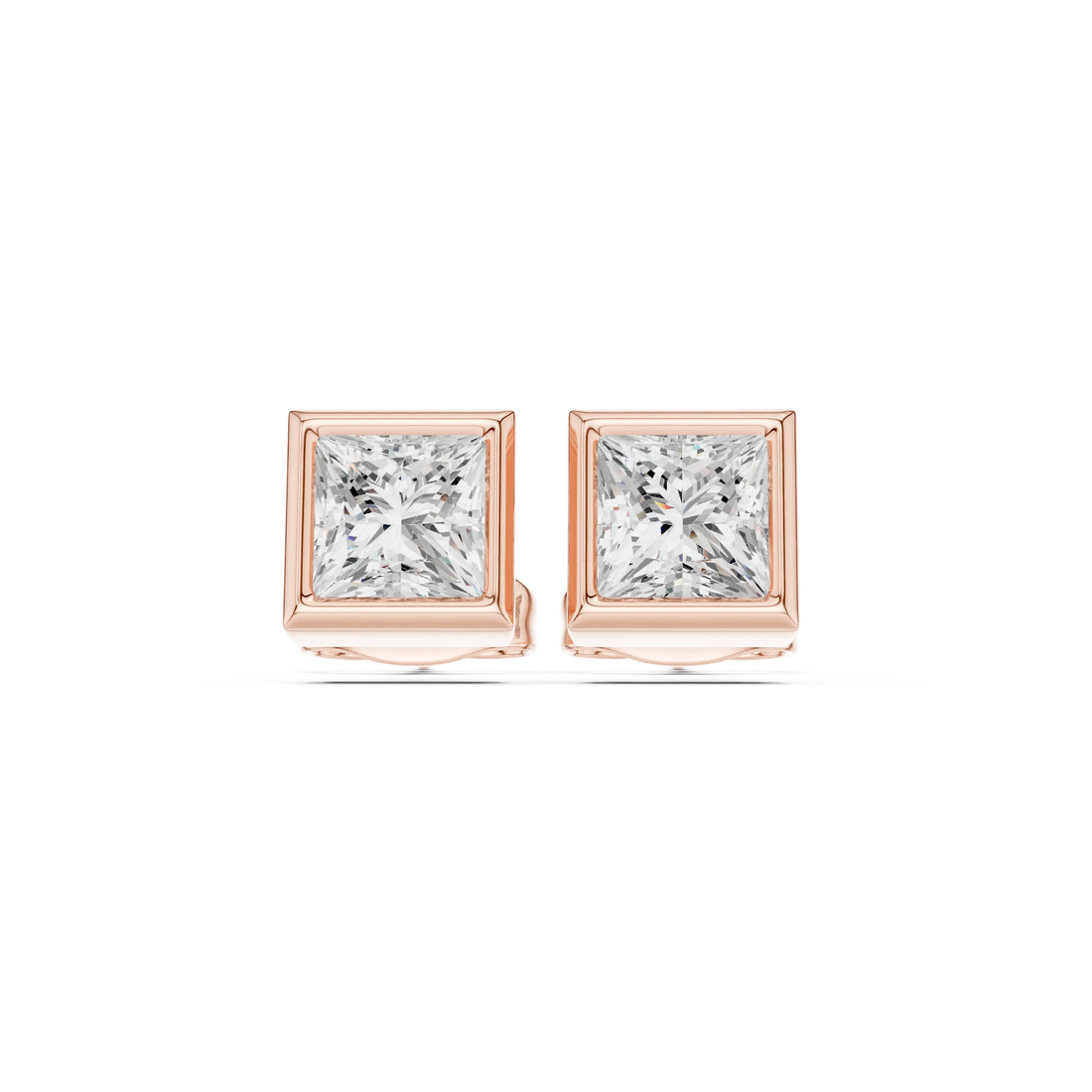 Regalia Princess Bezel Diamond Stud Earrings