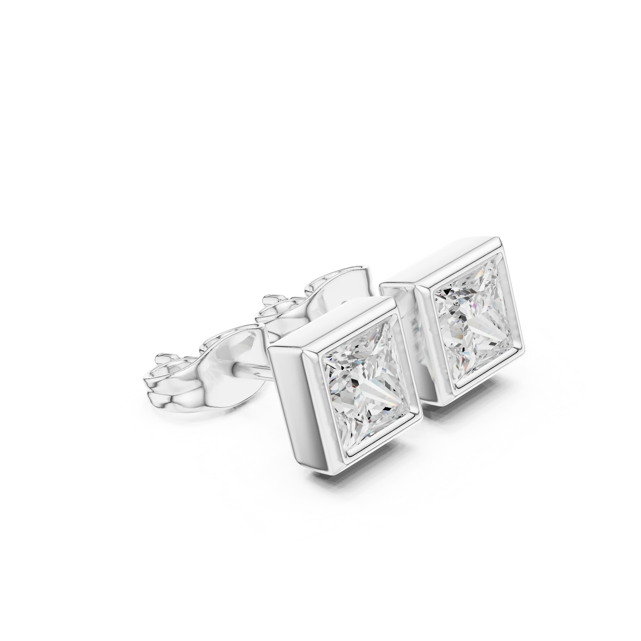 Regalia Princess Bezel Diamond Stud Earrings