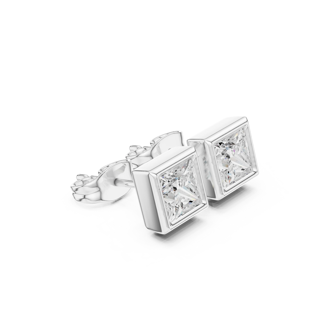 Regalia Princess Bezel Diamond Stud Earrings