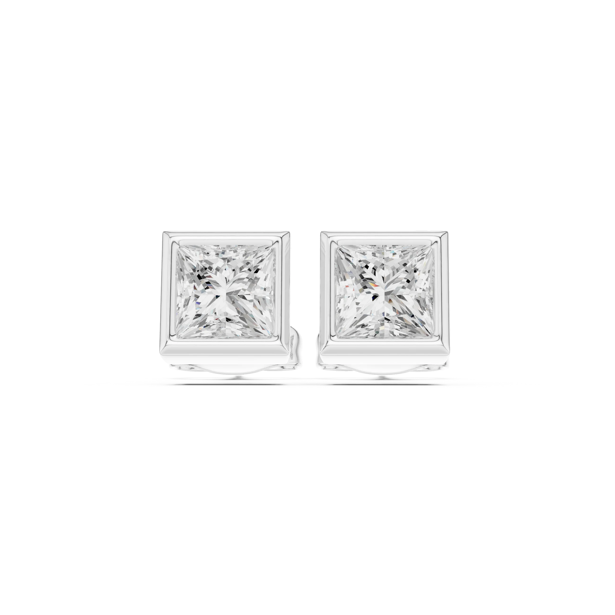 Regalia Princess Bezel Diamond Stud Earrings