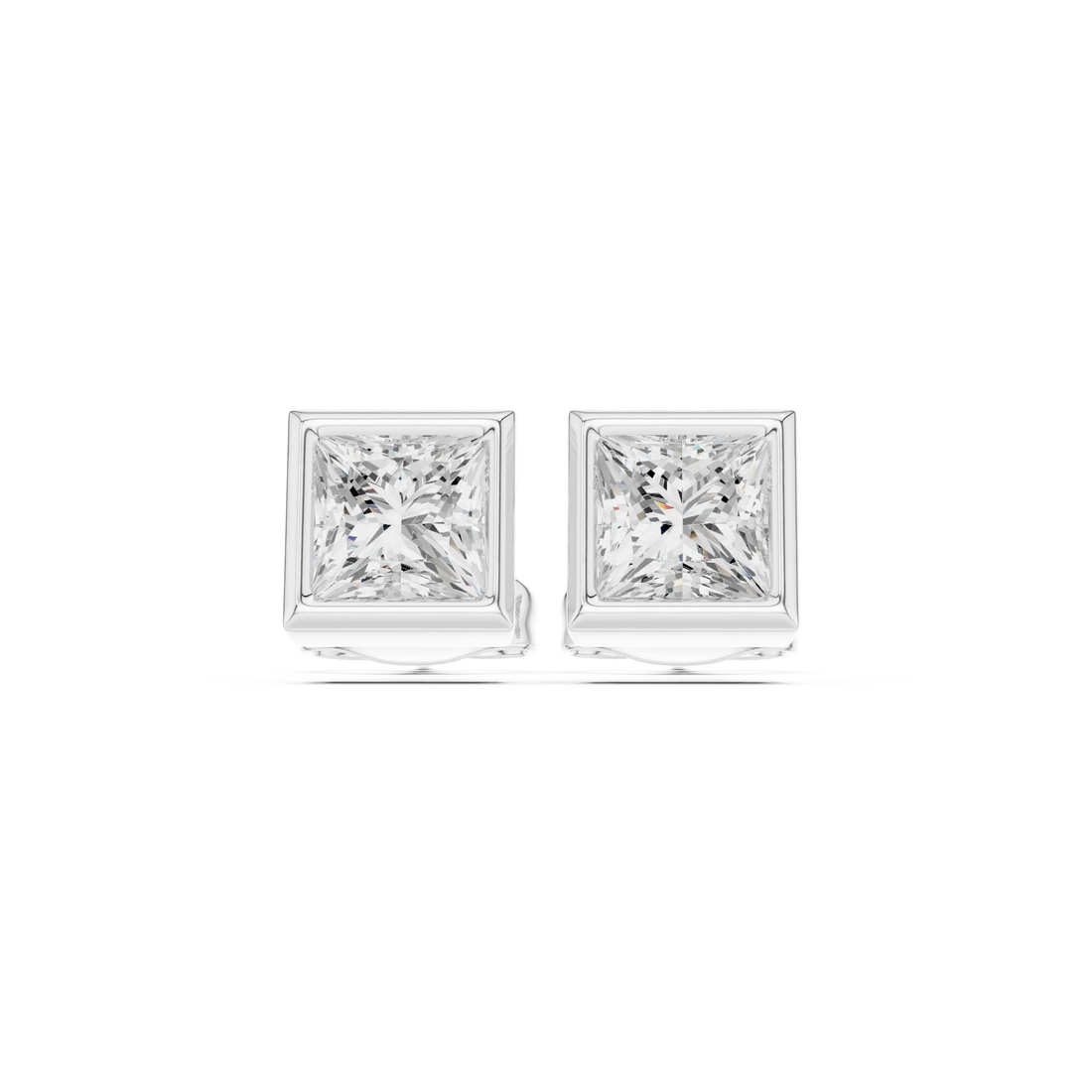 Regalia Princess Bezel Diamond Stud Earrings