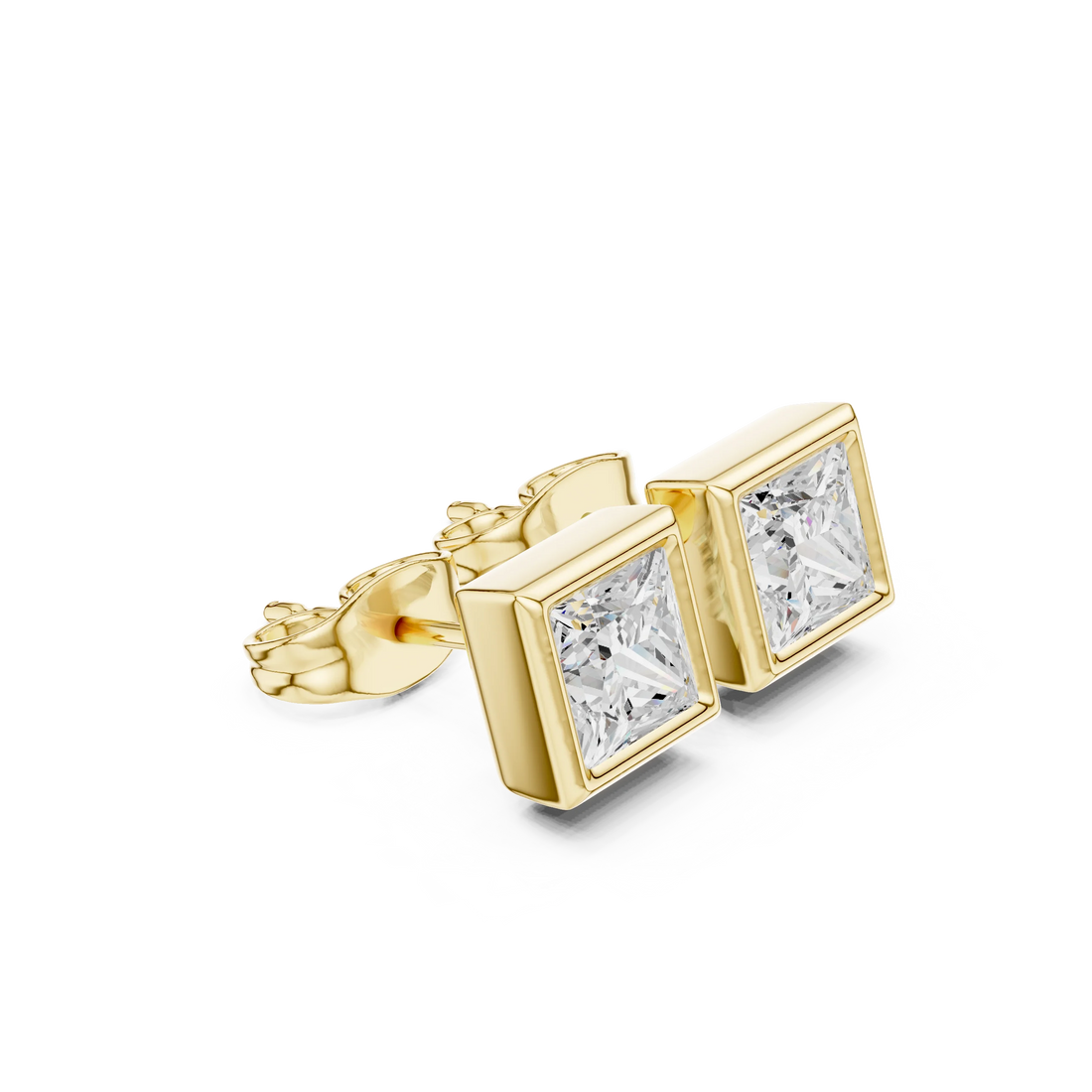 Regalia Princess Bezel Diamond Stud Earrings