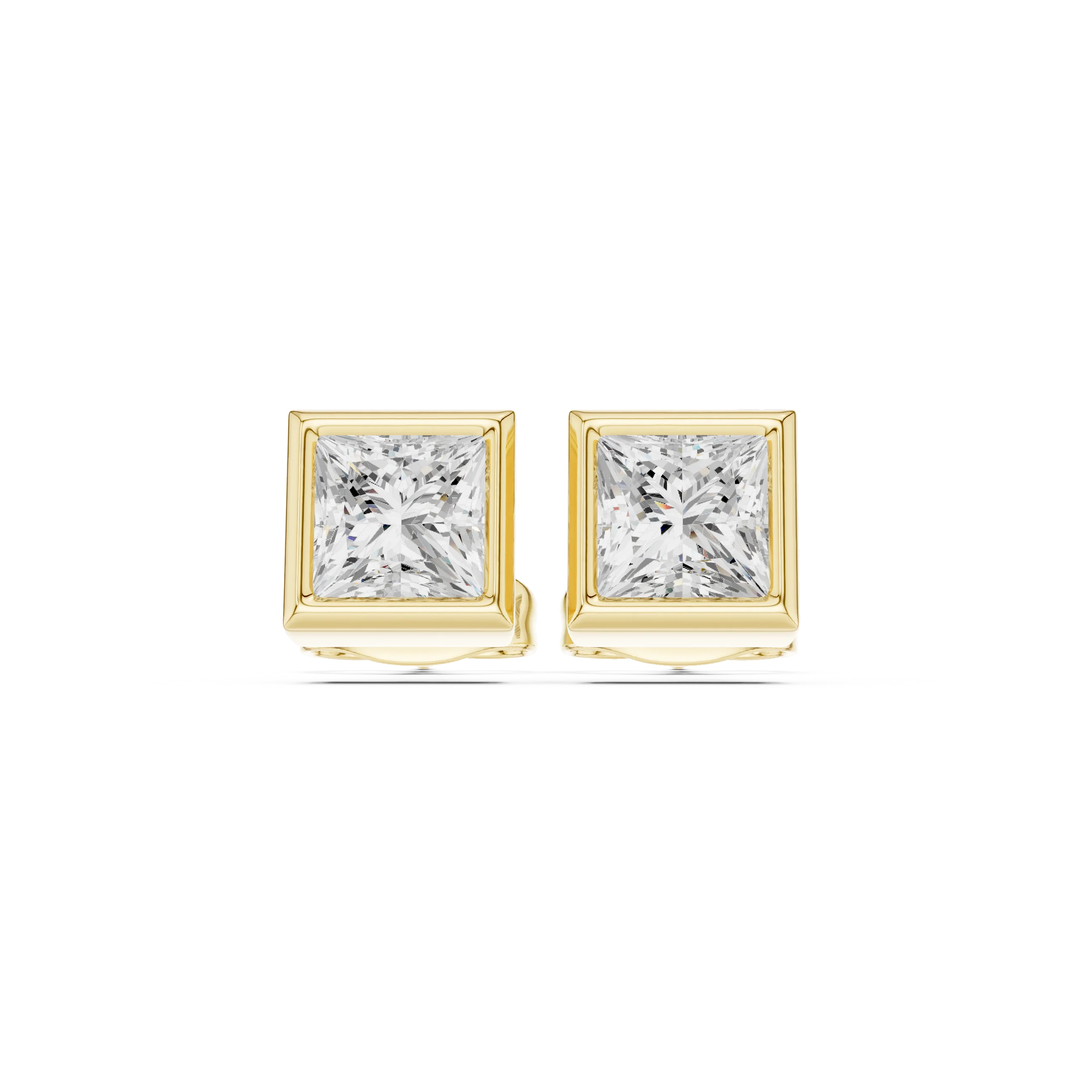 Regalia Princess Bezel Diamond Stud Earrings