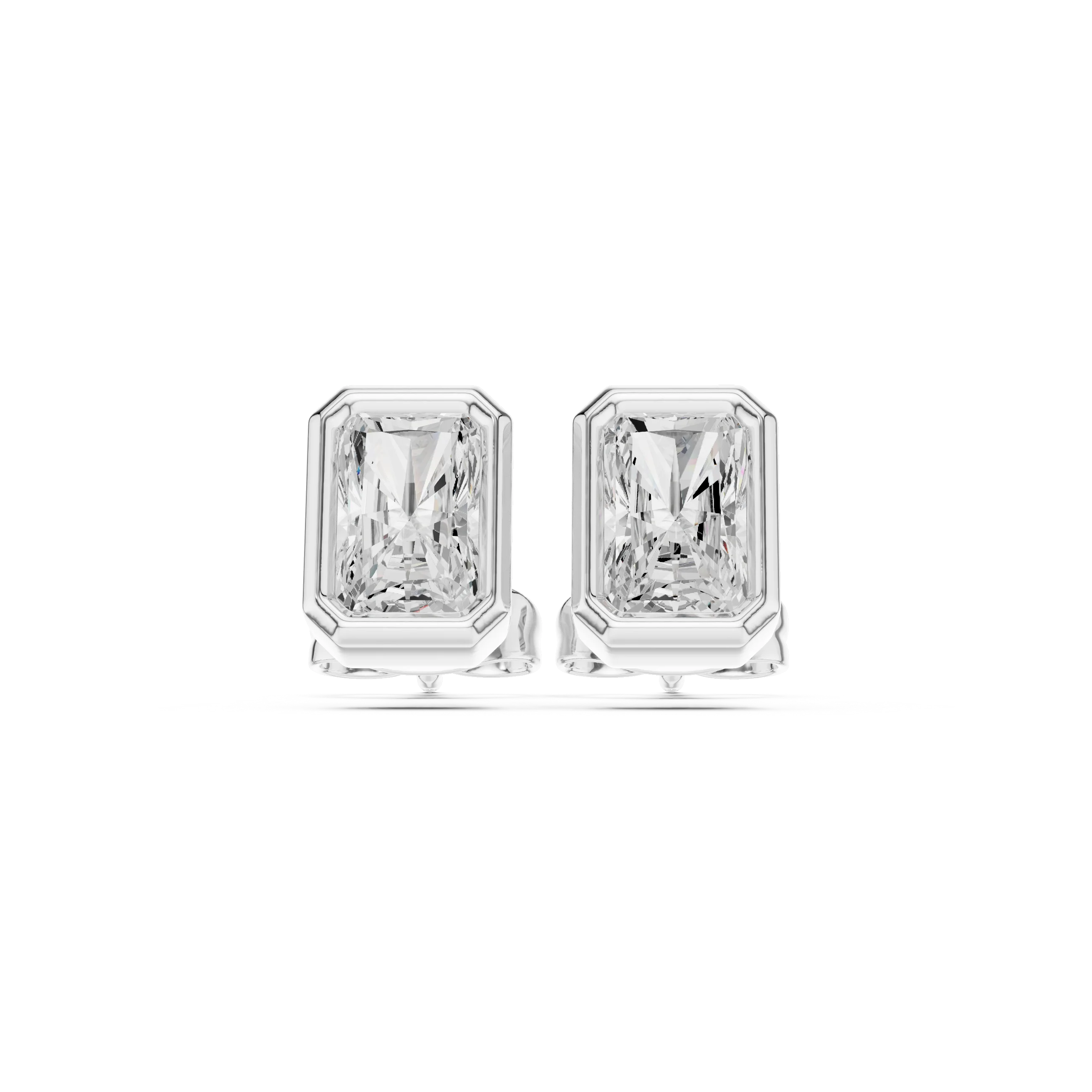 Luminara Radiant Bezel Diamond Stud Earrings
