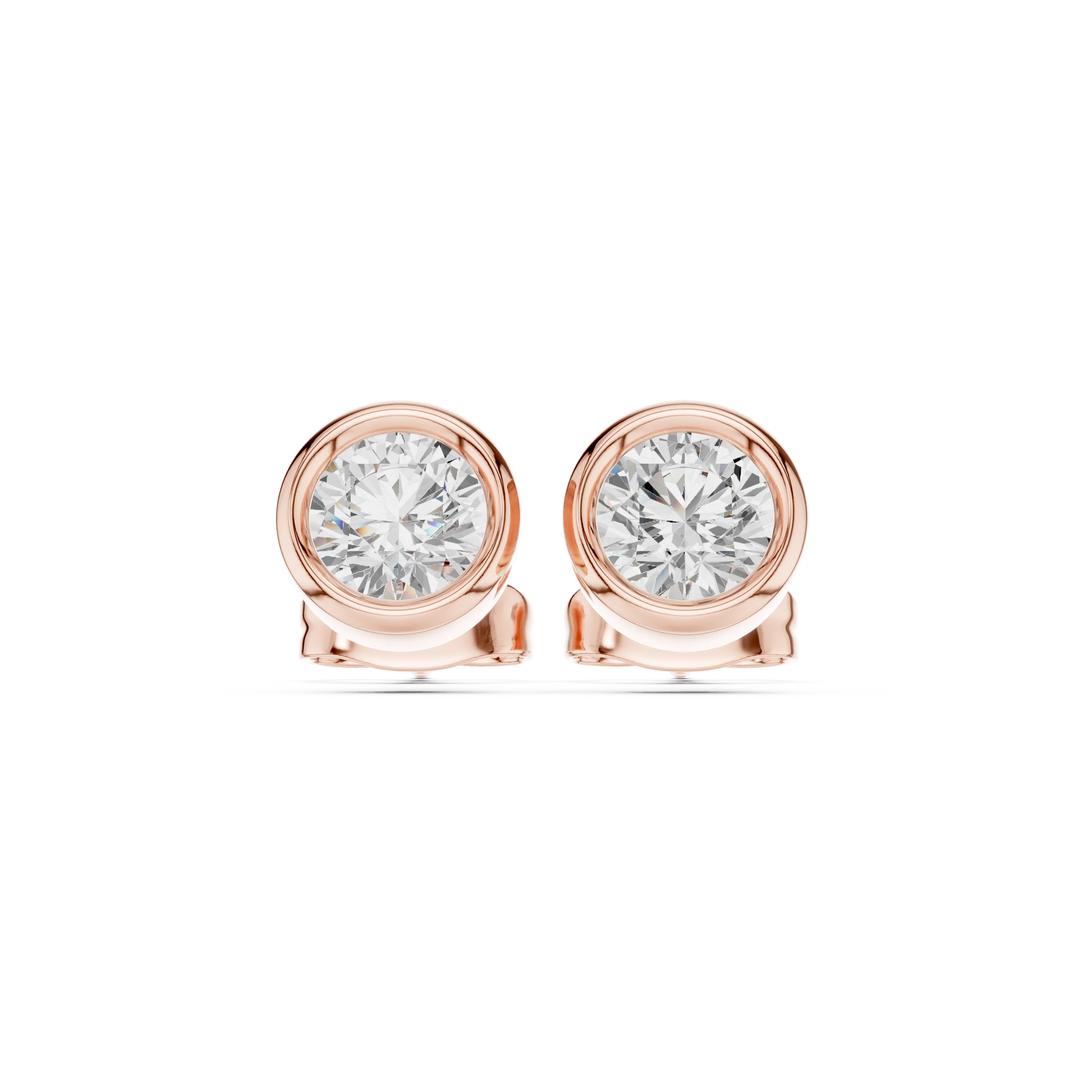 Aurelia Round Bezel Diamond Stud Earrings