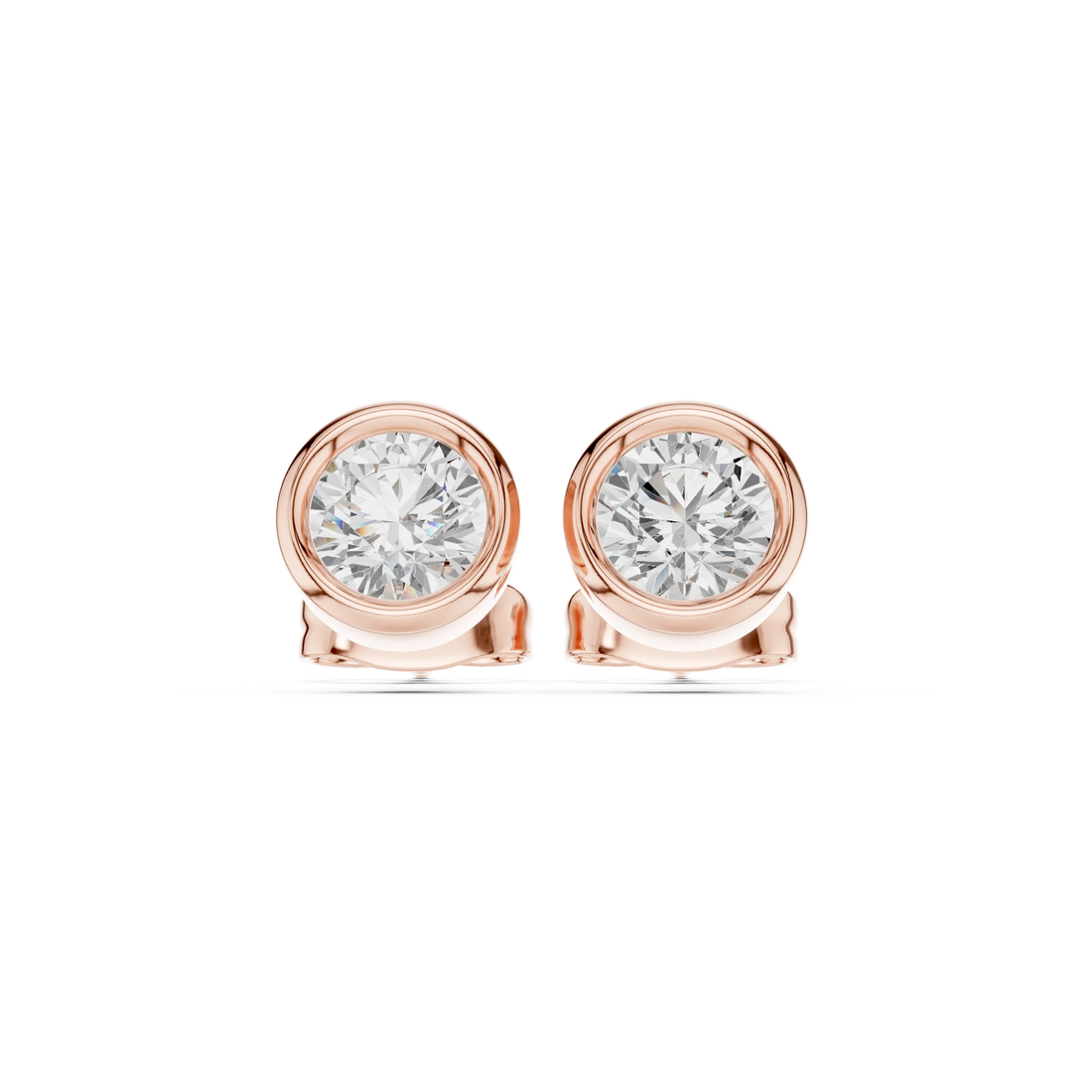 Aurelia Round Bezel Diamond Stud Earrings
