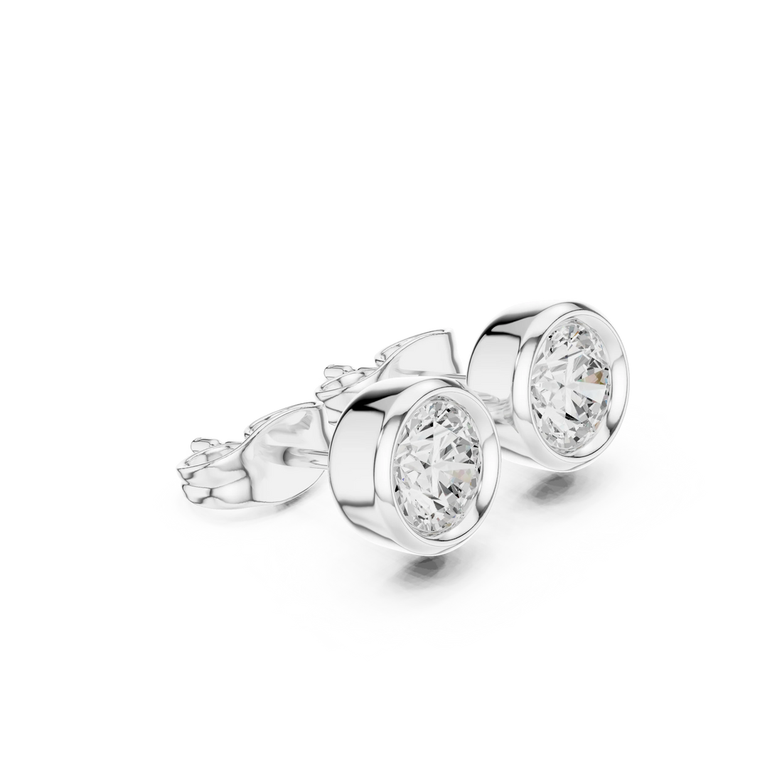 Aurelia Round Bezel Diamond Stud Earrings