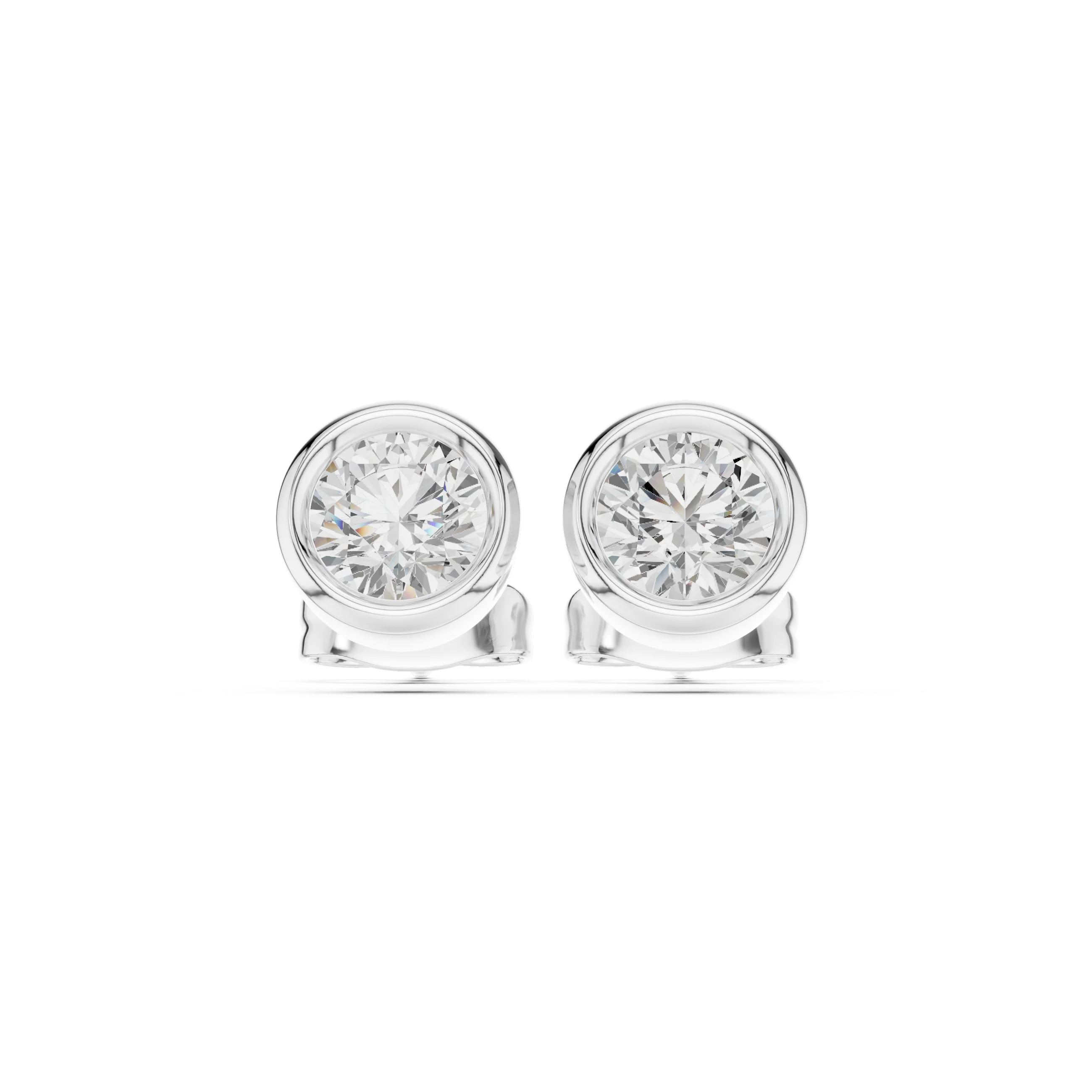 Aurelia Round Bezel Diamond Stud Earrings