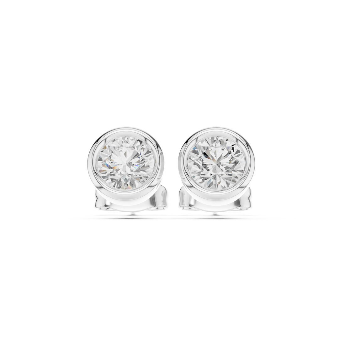 Aurelia Round Bezel Diamond Stud Earrings