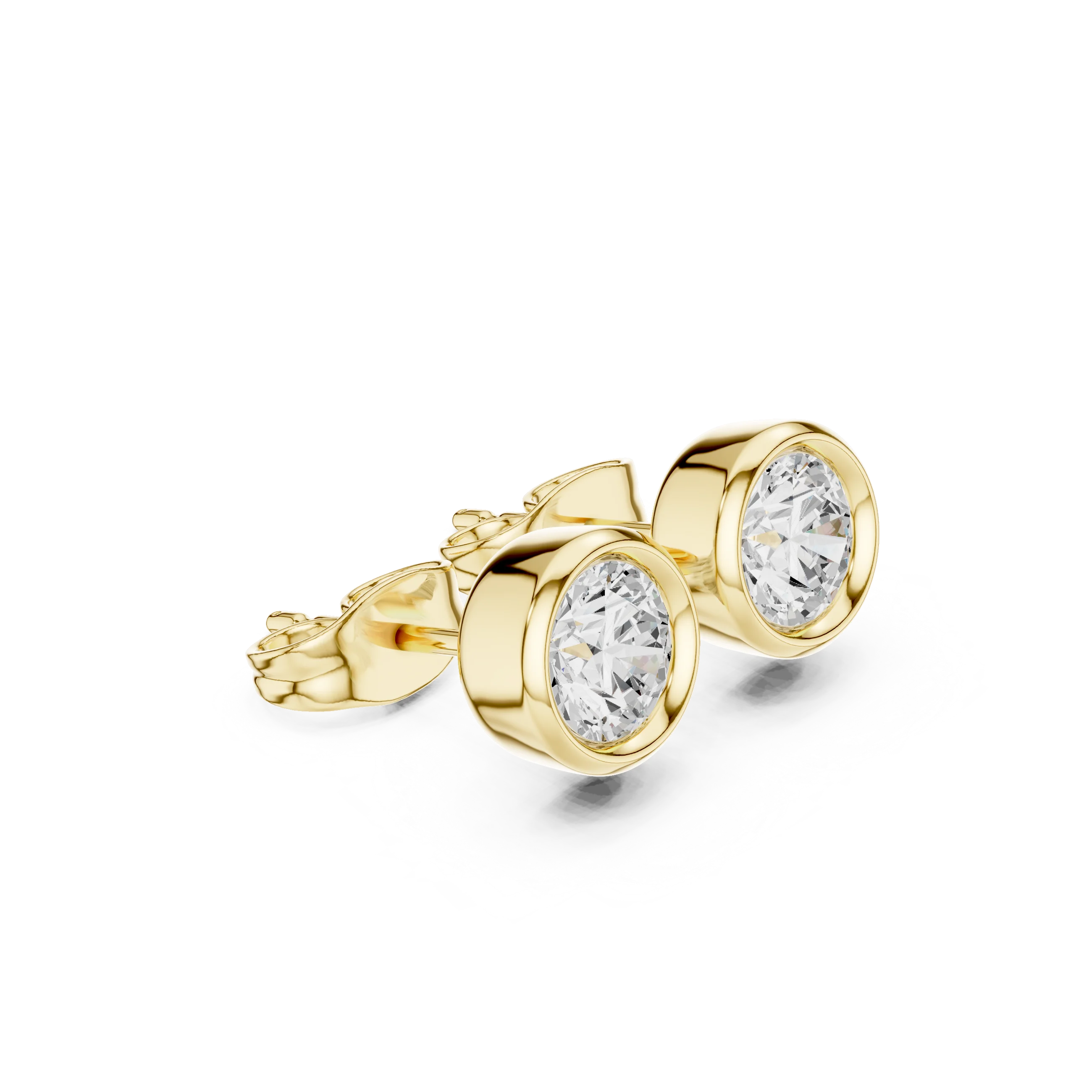 Aurelia Round Bezel Diamond Stud Earrings