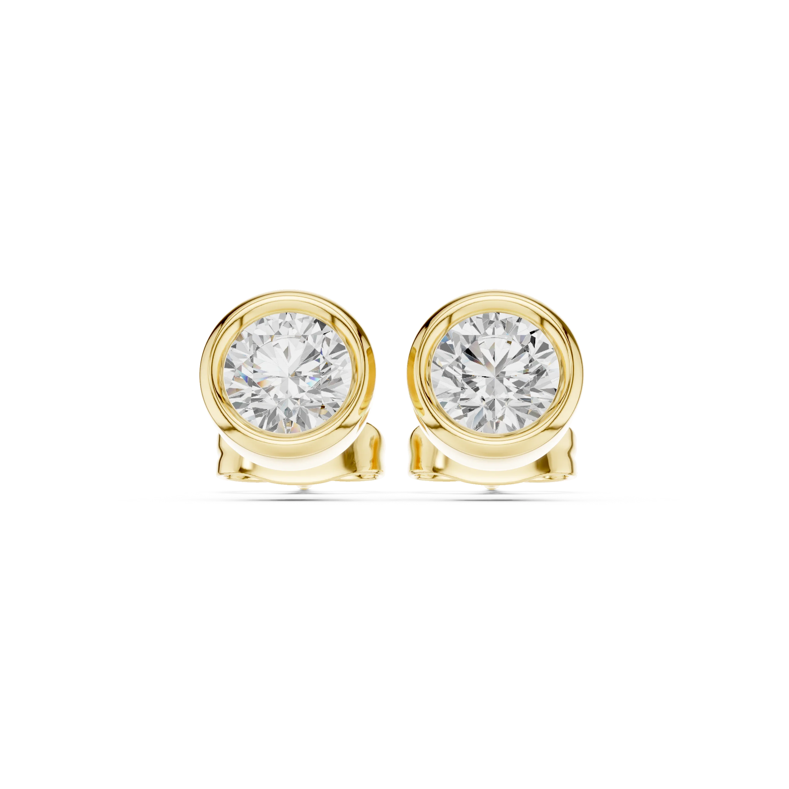 Aurelia Round Bezel Diamond Stud Earrings