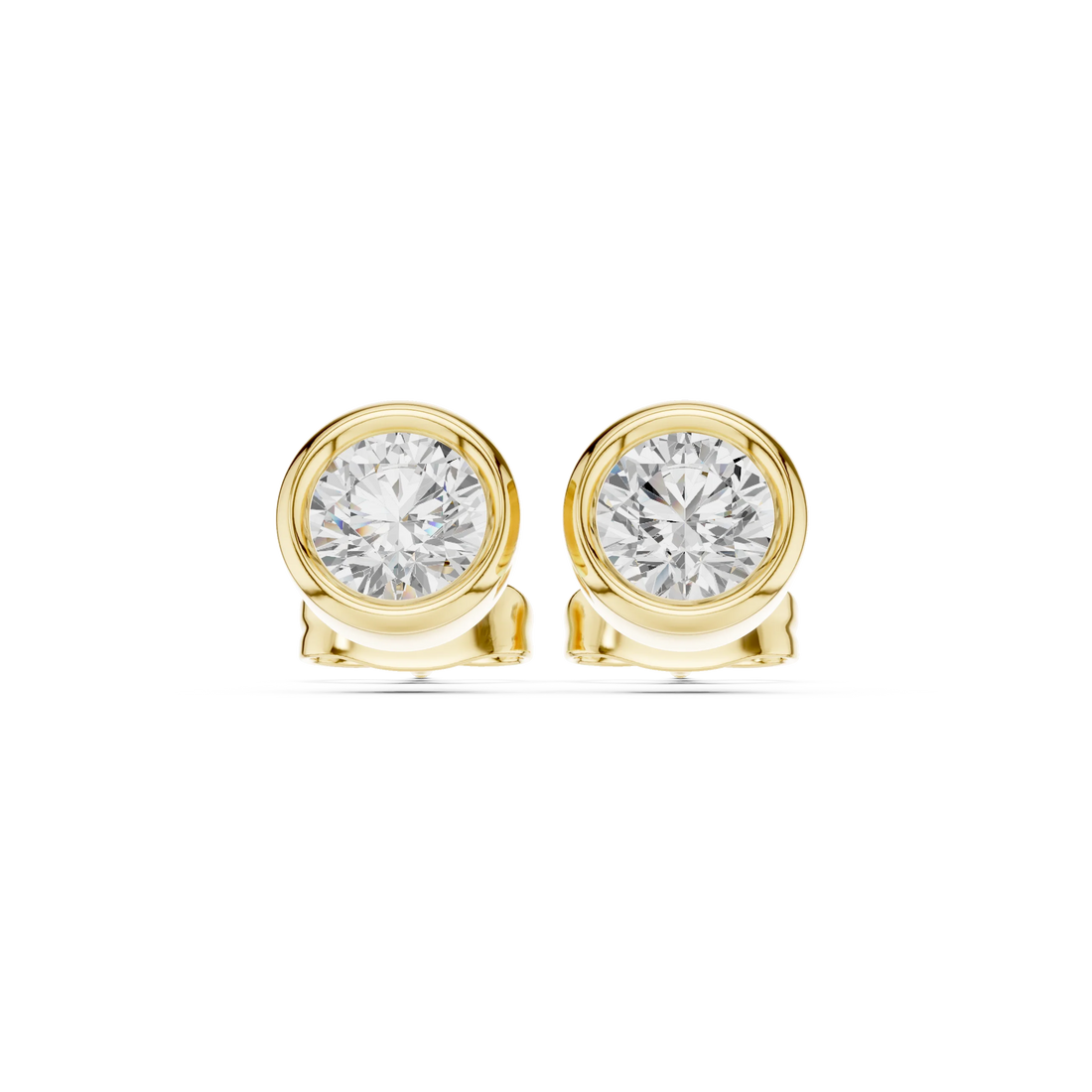 Aurelia Round Bezel Diamond Stud Earrings