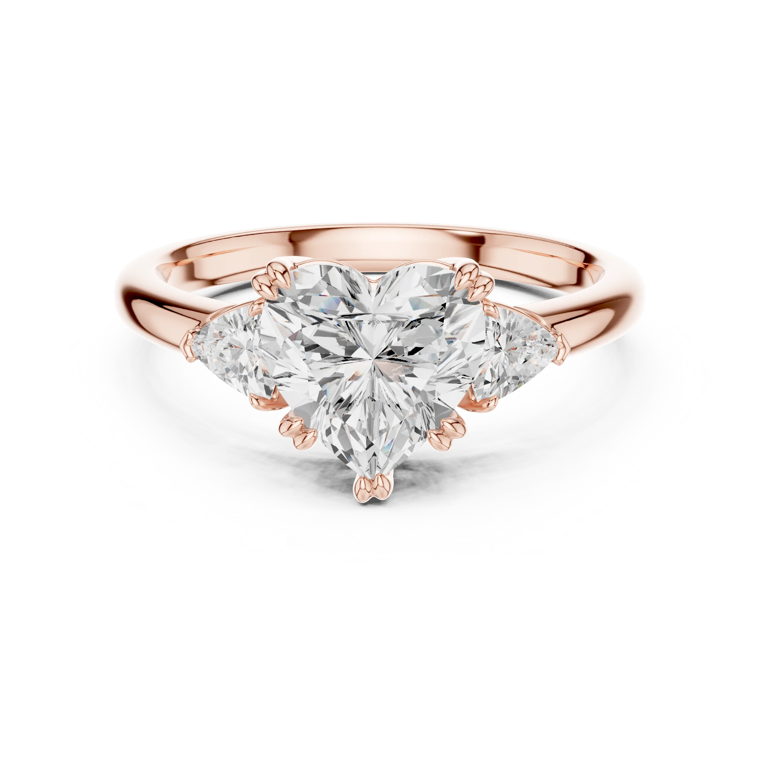 Trillion Side Diamond Heart Shape Engagement Ring