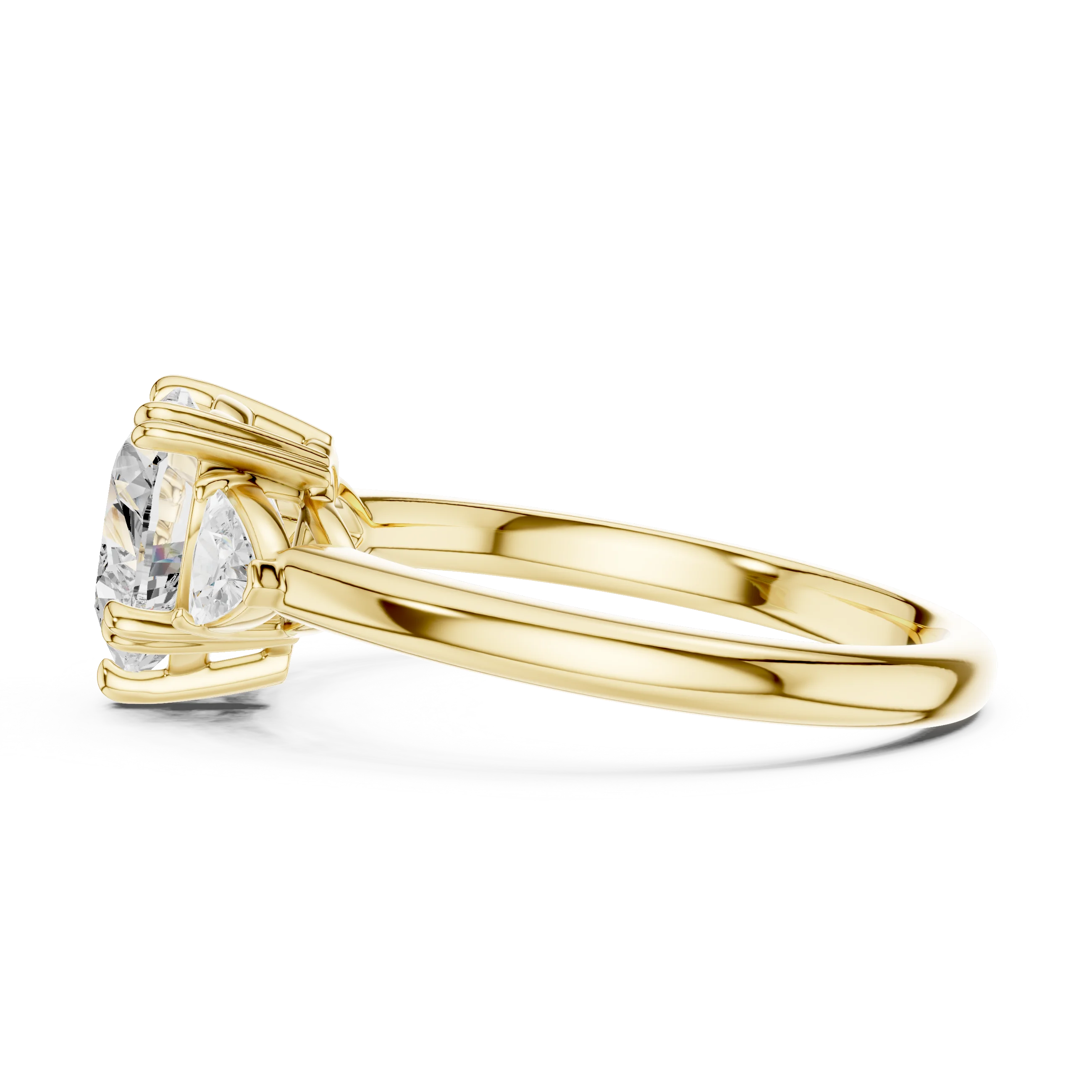 Trillion Side Diamond Heart Shape Engagement Ring
