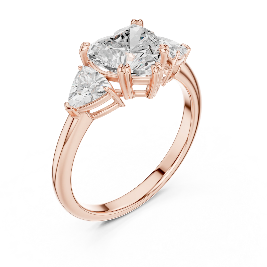 Heart Cut Diamond Three Stone Engagement Ring